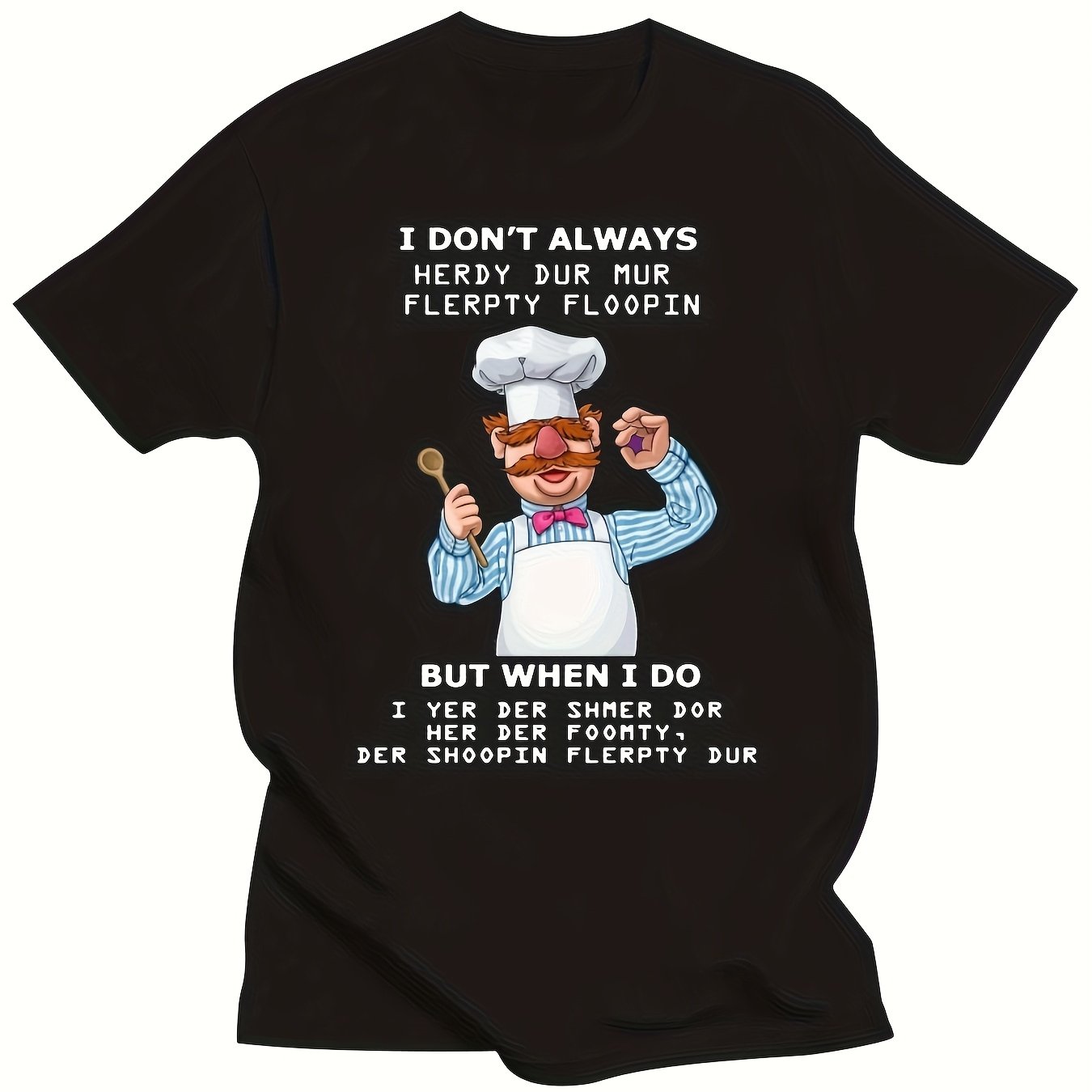TEMU Men's Swedish Chef Graphic T-shirt - Retro Funny Quote & Chef Print Tee, Unisex Adult & Youth Sizes, Crew Neck Short Sleeve Shirt Suitable For