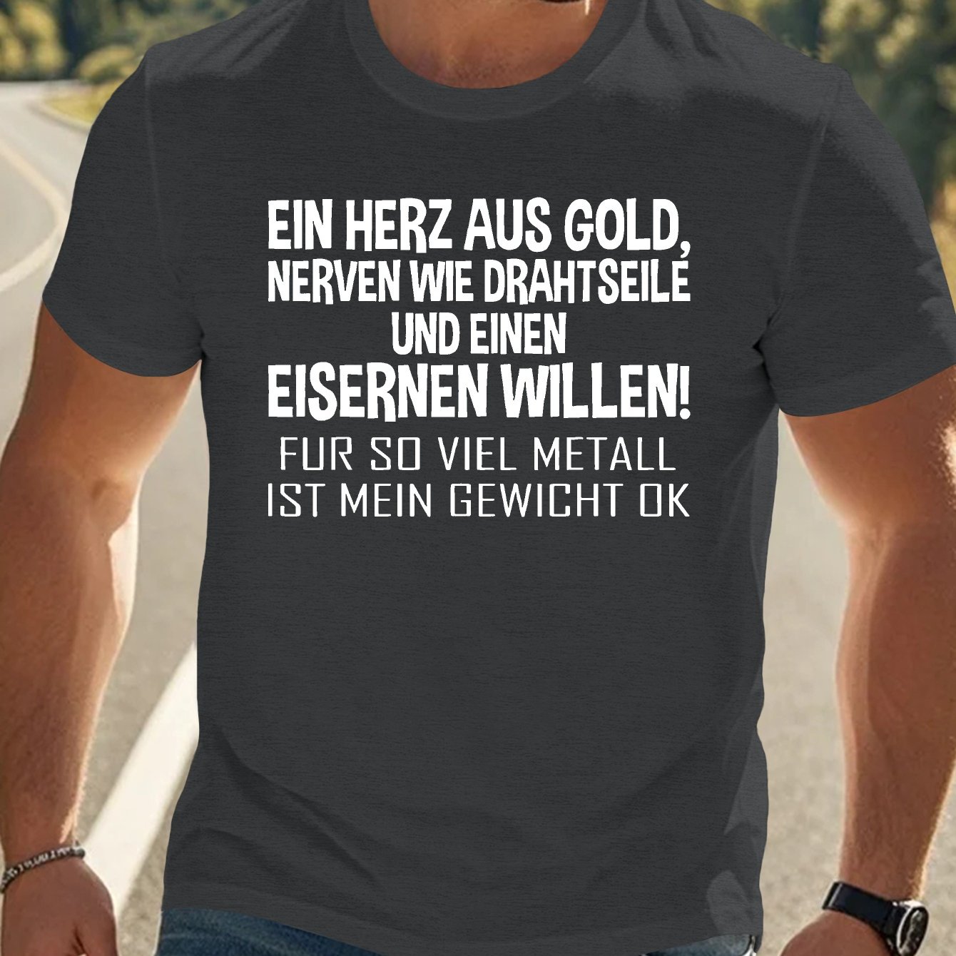 TEMU Deutsche Lustige Sprüche Crinkle Plus Size Herren T-Shirt, PLUS SIZE