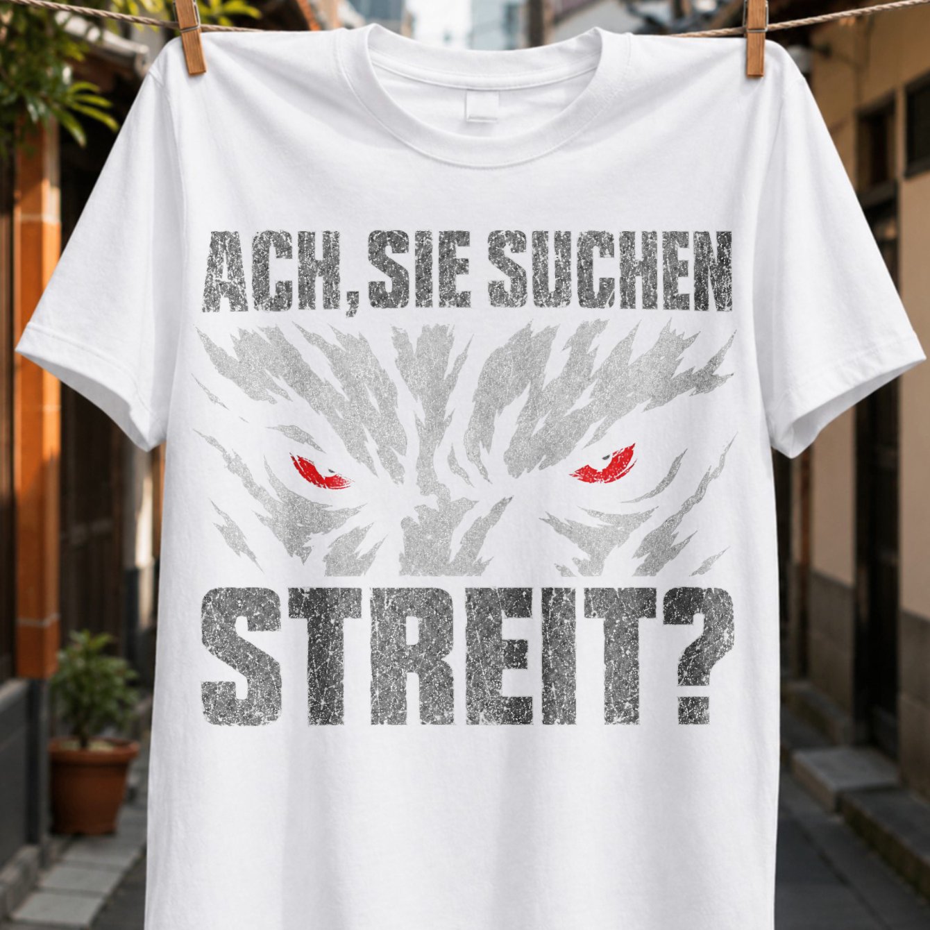 Ach Sie Quote With Wolf Eyes And Distressed In Dark Grunge Style Unisex All T-shirt