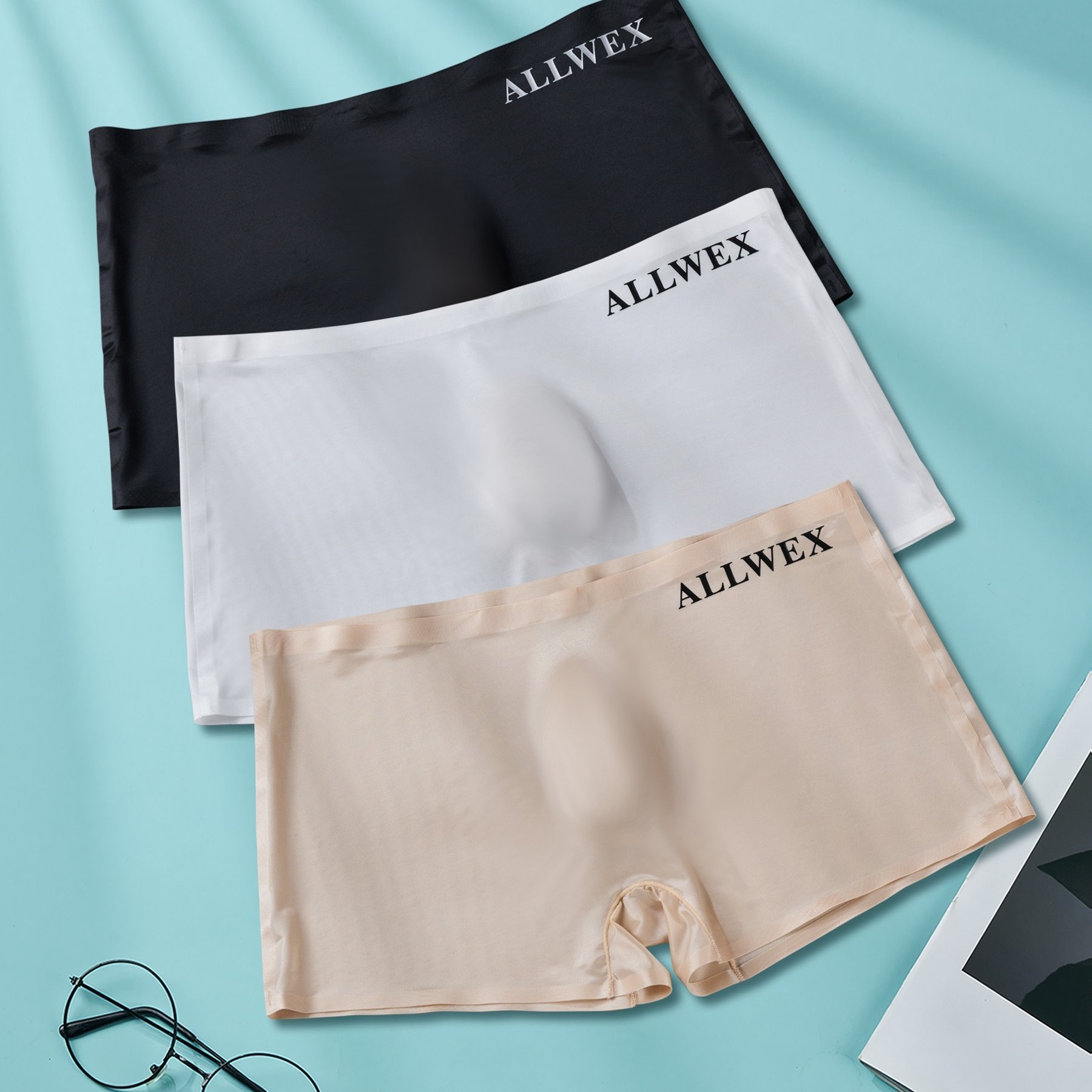 Image of 3pcs Set Of Men's Flat Corner Underwear, Seamless Underwear, 3d Three-dimensional Pocket, High Elasticity Bright Light Flat Corner Underwear, Fashionable And Casual Men's Shorts
