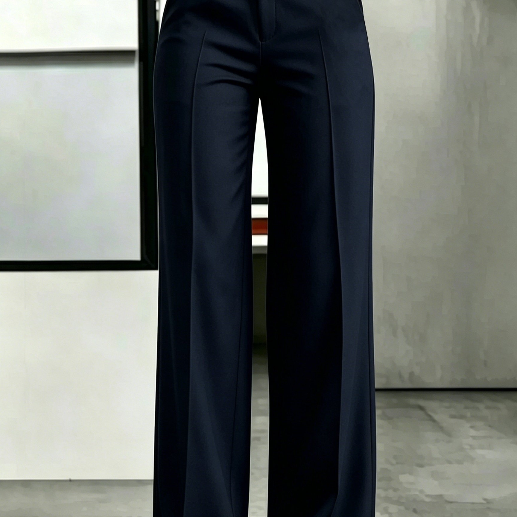 TEMU Elegant Women's Dress Pants, Solid Color High Waist Suit Trousers, Versatile For Business Formal And Casual Outfits, Tailored Slim Fit, Smooth