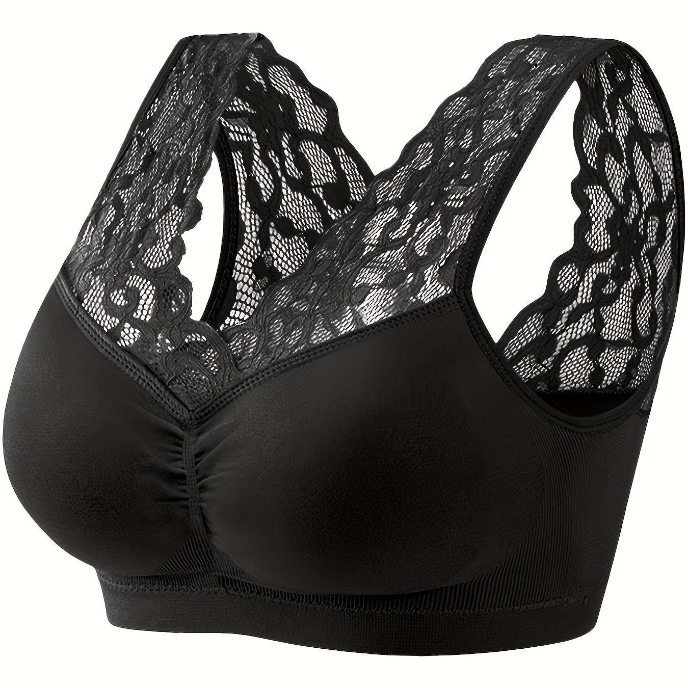 1pc, Esselegance, Bra, Wireless, Bust Support, Push-up, High Elasticity