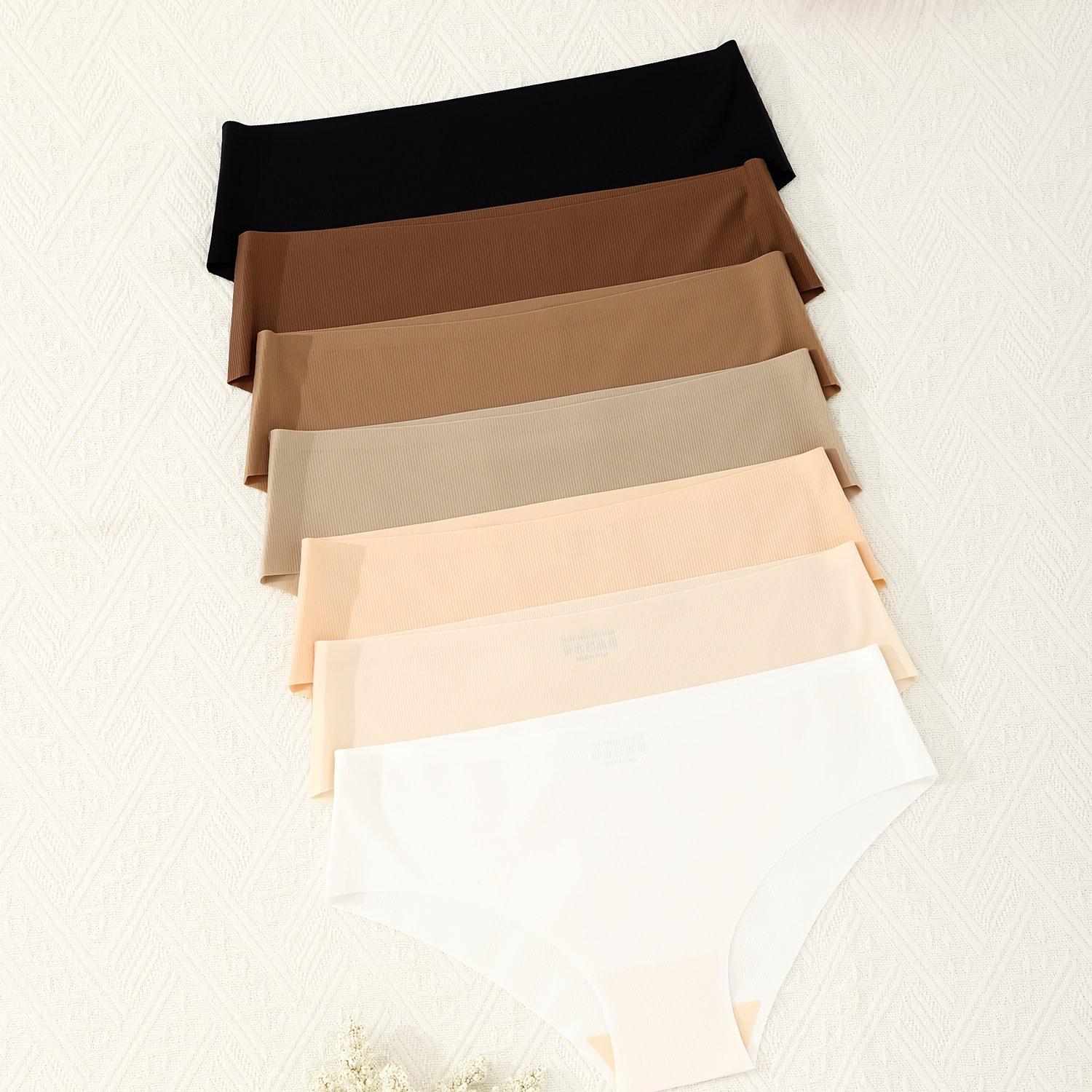 TEMU 7pcs Women' Comfortable Soft Solid Color Easy And Elegant Close-fitting Breathable Quick-drying Underwear Set