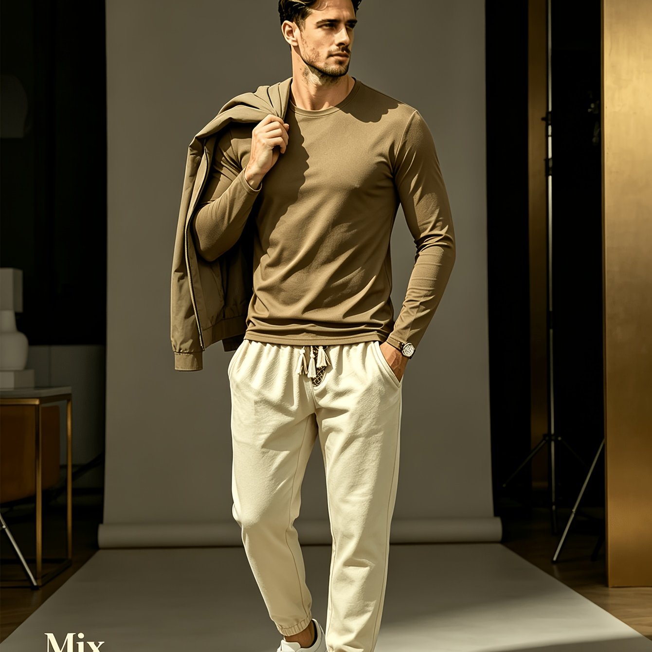 TEMU [1pc Set] Solid Color Round Neck Long Sleeve T-shirt. Casual T-shirt For Outdoor Sports, Casual Outdoor Sports Wear, For Gym. Fashionable. Cool,