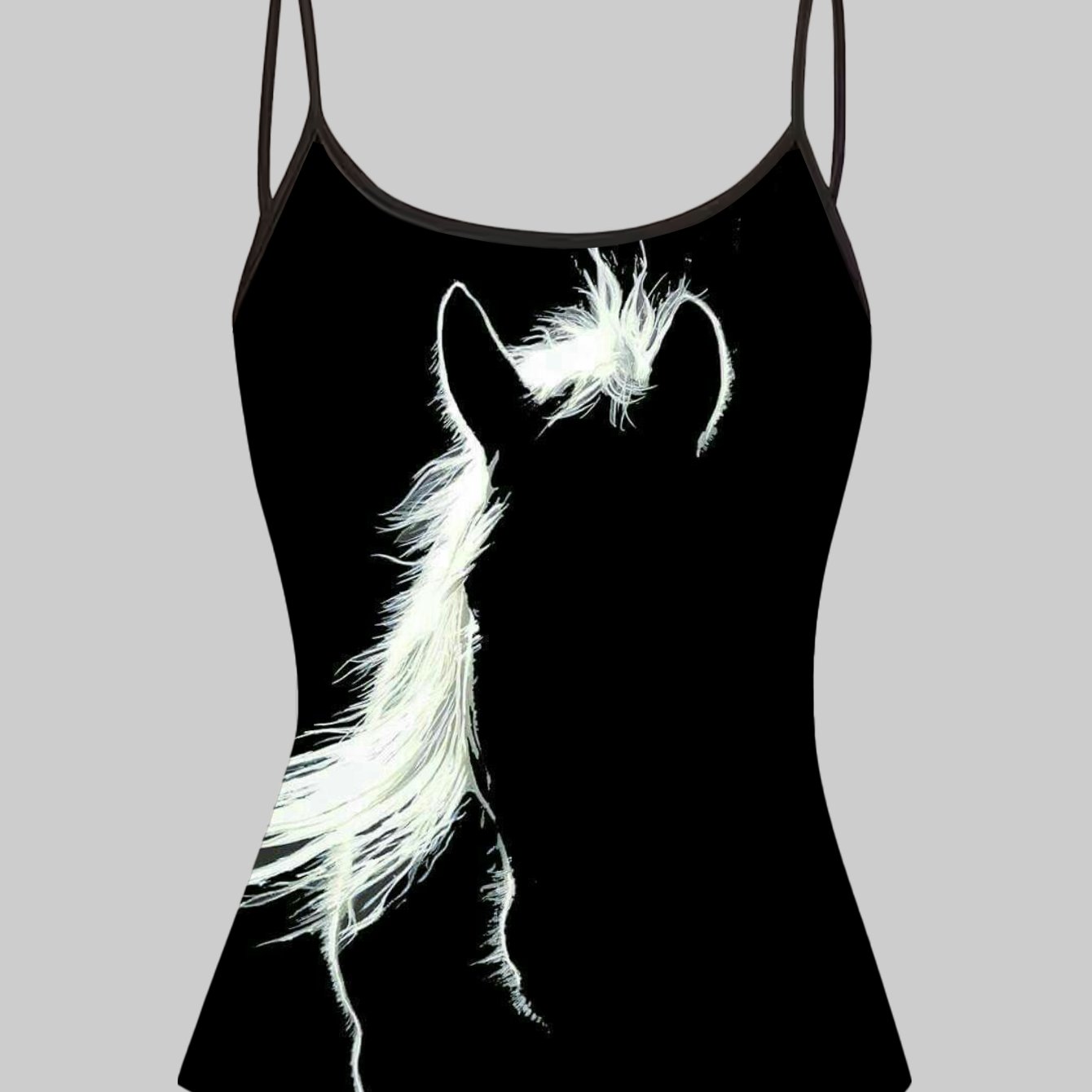 TEMU 1pc Artistic White Horse Silhouette Print Spaghetti Strap Camisole, Minimalist Top