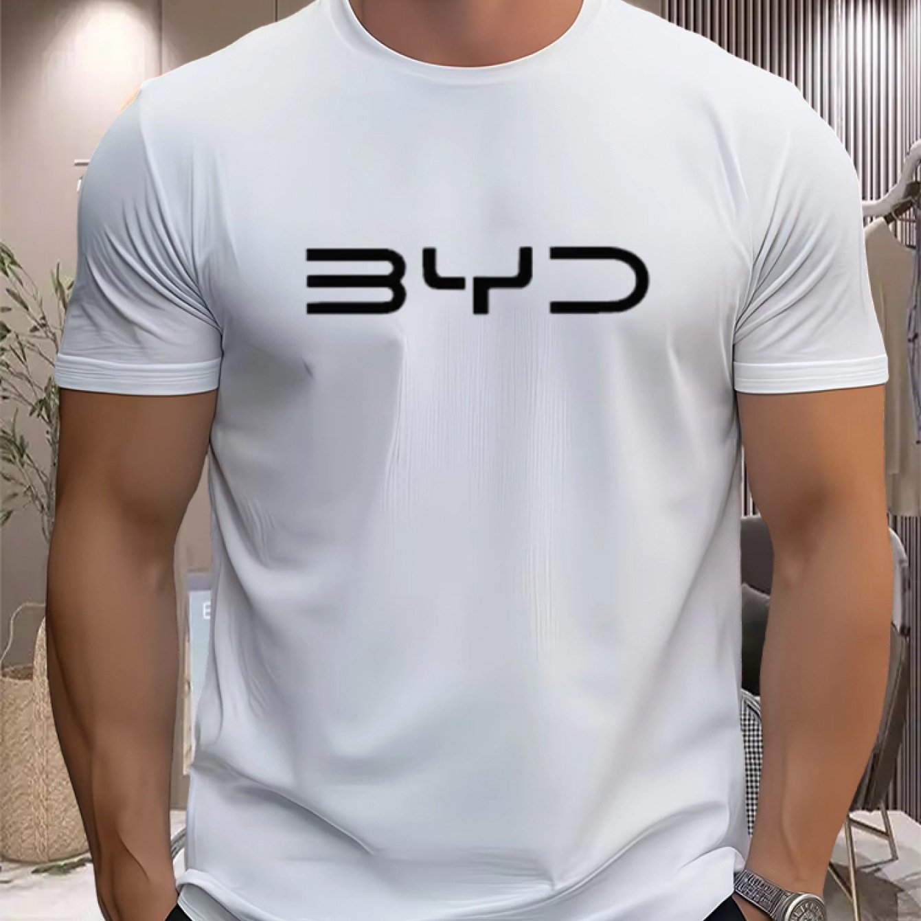 TEMU Men's T-shirt- Lightweight And Breathable, Round Neck, Short Sleeves, Suitable For Fitness, Travel, And Everyday Casual Wear- For Byd Pattern
