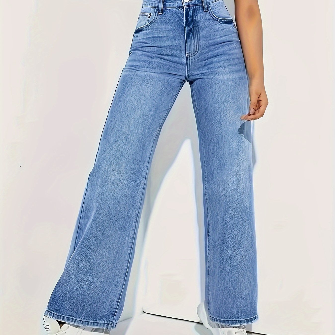 Light-colored Casual Straight-leg Pants Denim Jeans