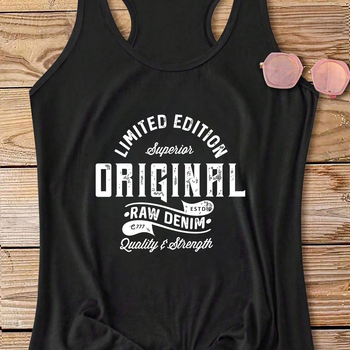 TEMU Plus Size - Plus Size - Edition Distressed Vintage Style Letter Print Tank Top, Sleeveless Round Neck Plus Size Women's Vest, Women's Summer