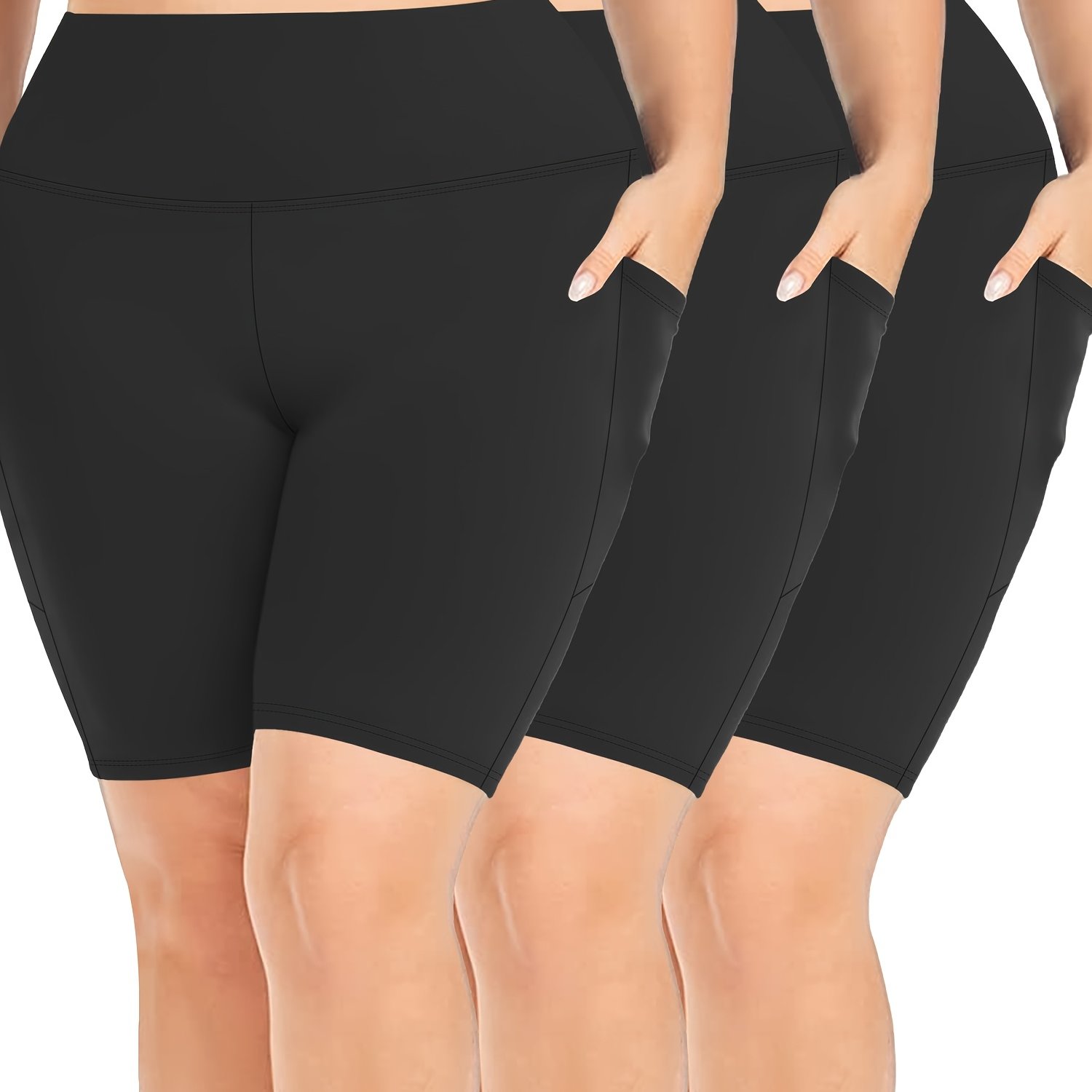 Plus Size, Plus Size - 3-pack - Plus Size 5-inch Side Pocket Leggings
