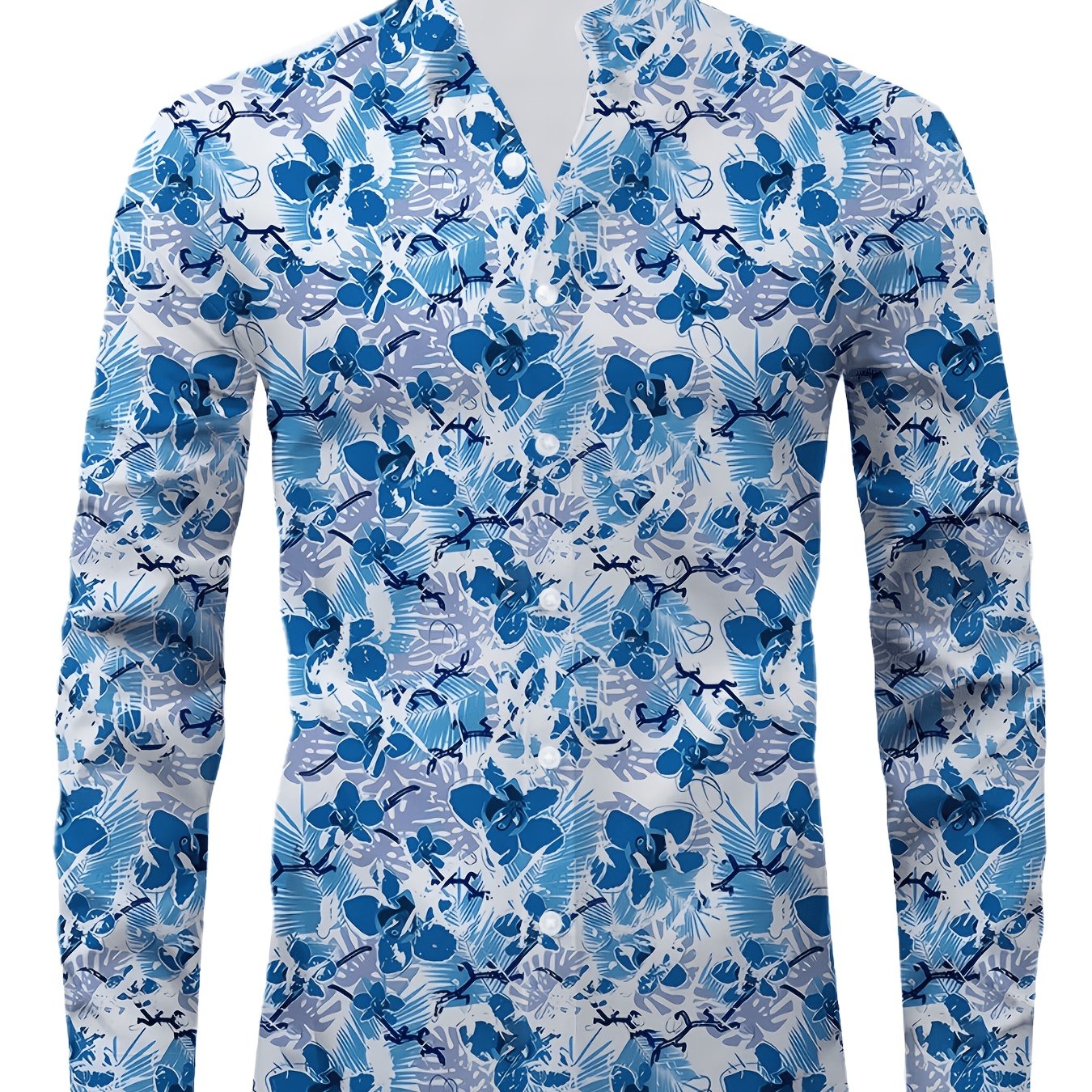 TEMU Retro Style Flower Print Men's Casual Long Sleeve Button Up Lapel Shirt