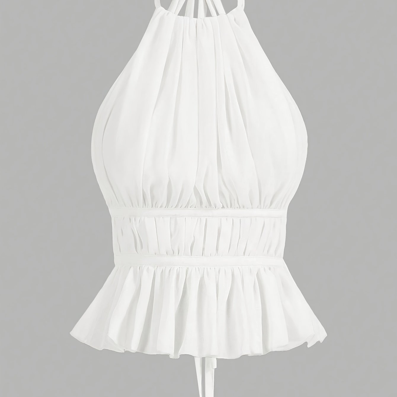 Image of Sweet Date Backless Halter Neck Tie-string Exploration Style Weekend Shopping Photo Style Coffee Shop Light Date Casual All-match Style Off-shoulder Waist-cinching Camisole Top