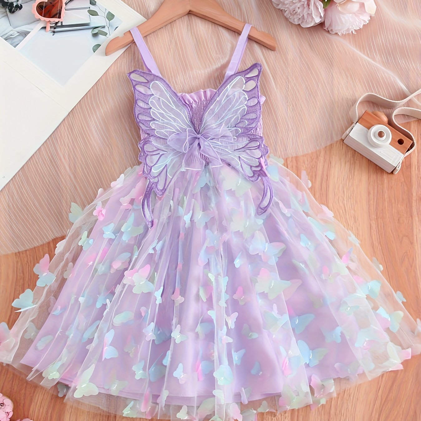 Image of Three-dimensional Decorated Girls' Dress, New Summer Style, Girls' Clothing, Children's Rainbow Camisole Dress, Internet-famous Princess Dress