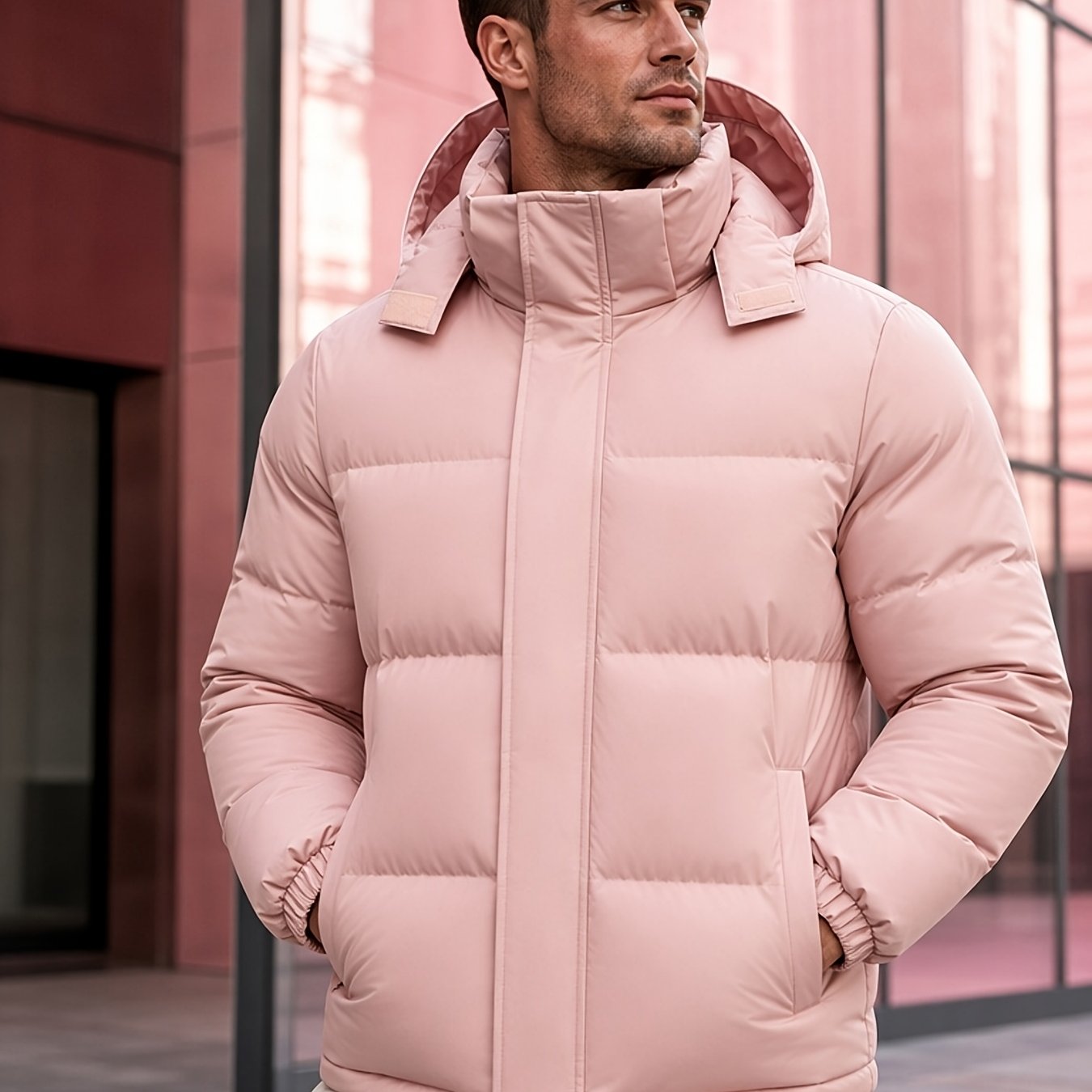 Men's Loose-Fit Hooded Padded Jacket for Winter