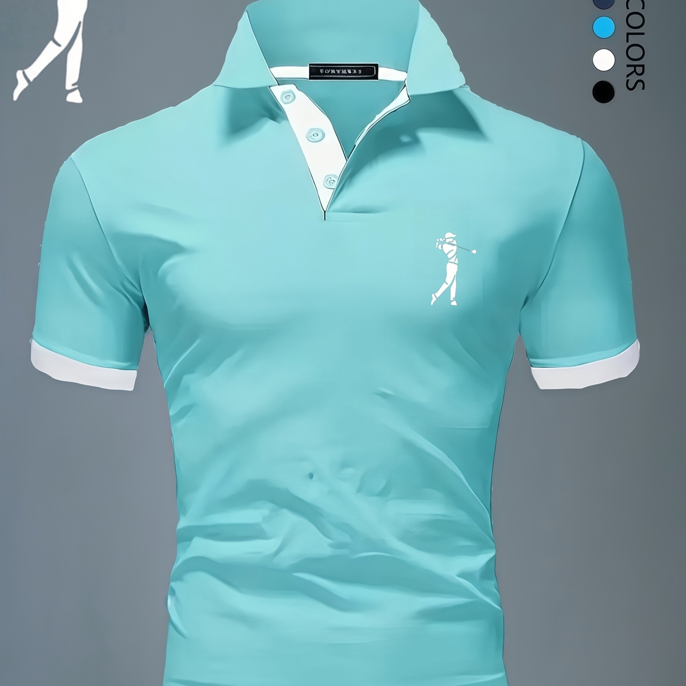 TEMU Men's Fashion Short Sleeves, Breathable & Lightweight, Skin-friendly . Casual Shirt | Shirt | Lightweight Top With Golf Print. Made Of 200g/mÂ²