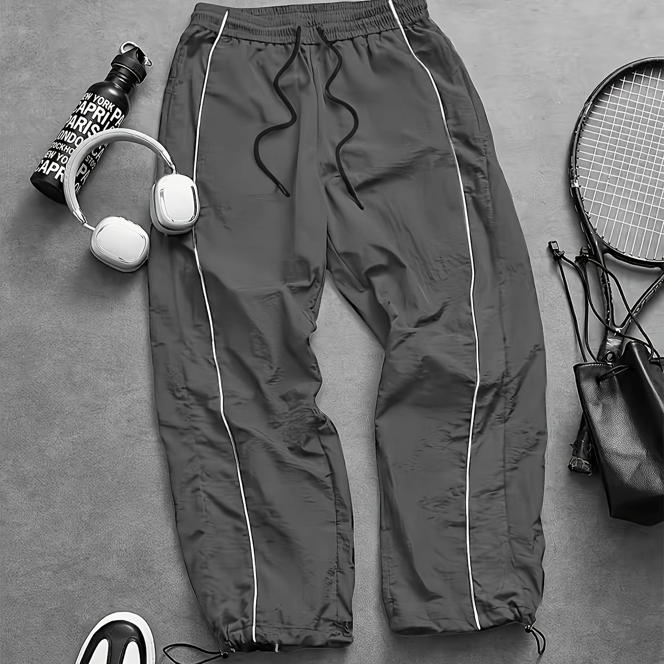 TEMU [wanren Mountain Obm] Men's Summer Trendy Striped Casual Athletic Long Pants Men's Sweatpants All-match Couple Casual Trousers