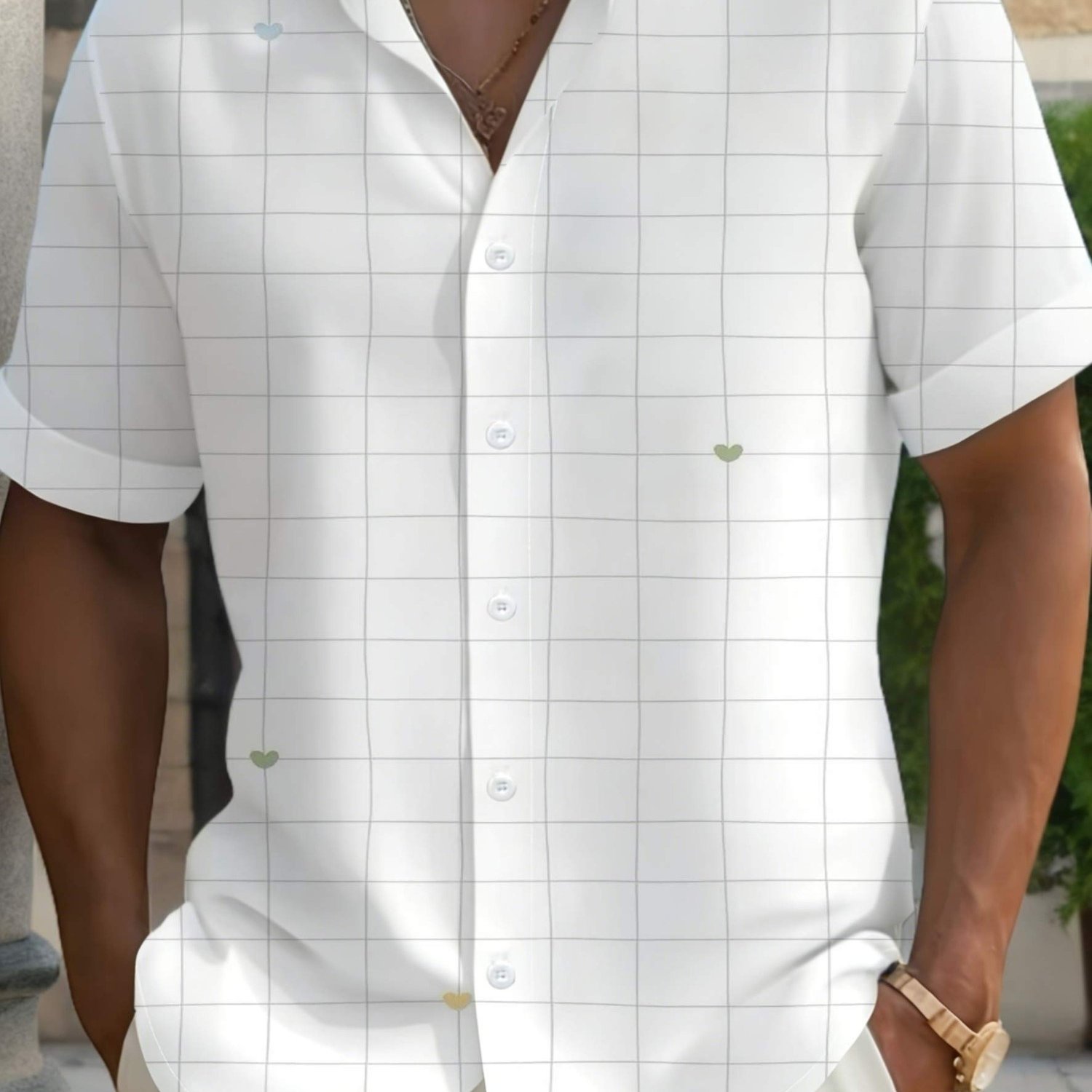 TEMU Men's Plus Size Short-sleeve Shirt, Loose Fit, Slimming, Breathable, And Comfortable Fabric, Suitable For Summer Beach, Casual, And Dates. Plus