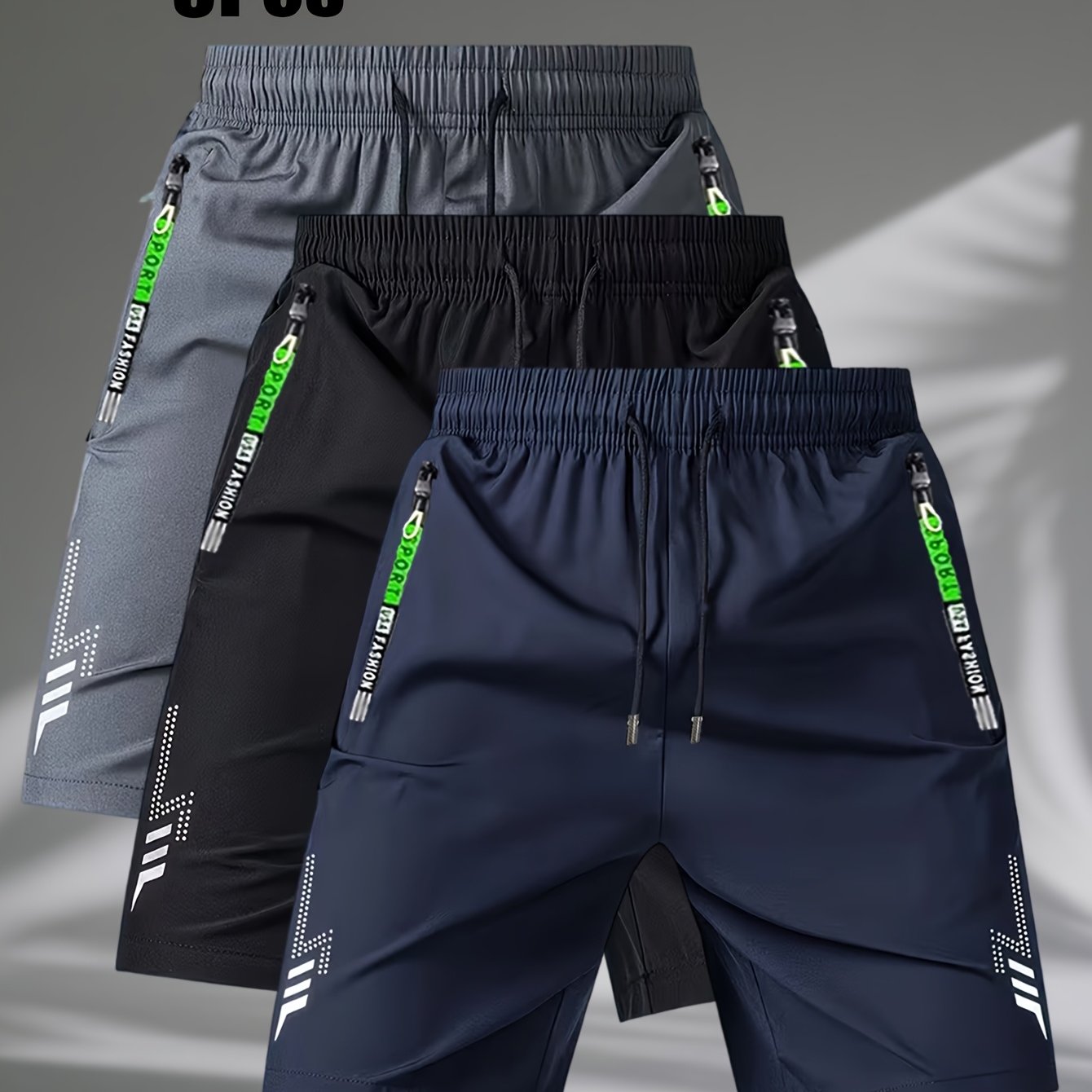 TEMU 3pcs Men's Athletic Shorts - Zipper Pockets & Drawstring Waist Workout Shorts For Running, Gym & Training #versatilemensshorts
