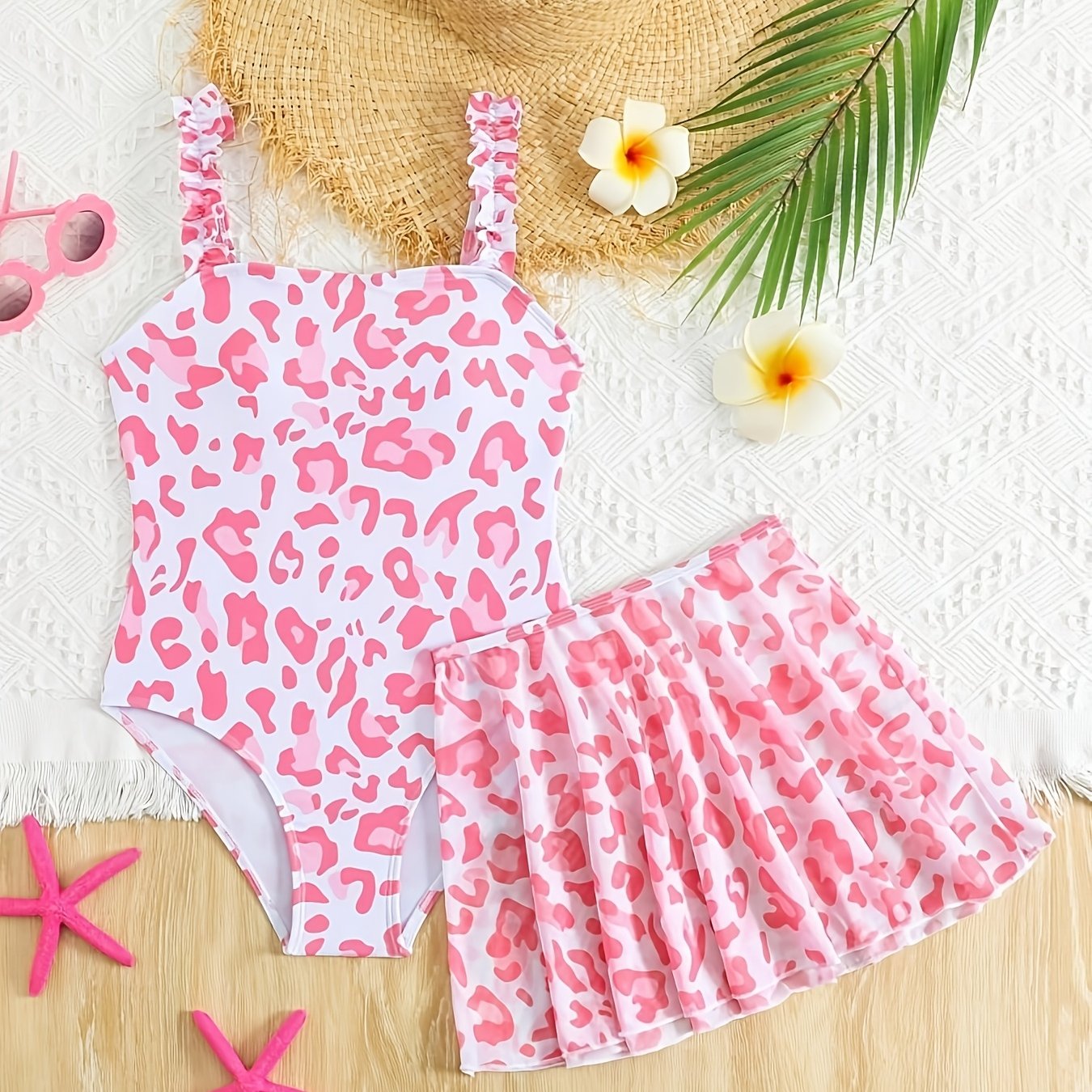 TEMU Girls' 1pc Swimsuit For Students, Travel, , And Vacation