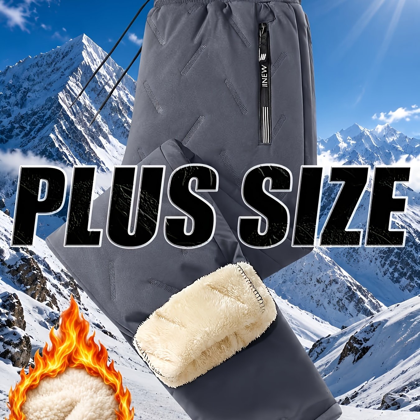TEMU Men's Couple's Oversized Casual Sporty Fleece And Thickened Trousers, With Elastic Drawstrings, Zipper Pockets, Fleece And Thickened, Are For