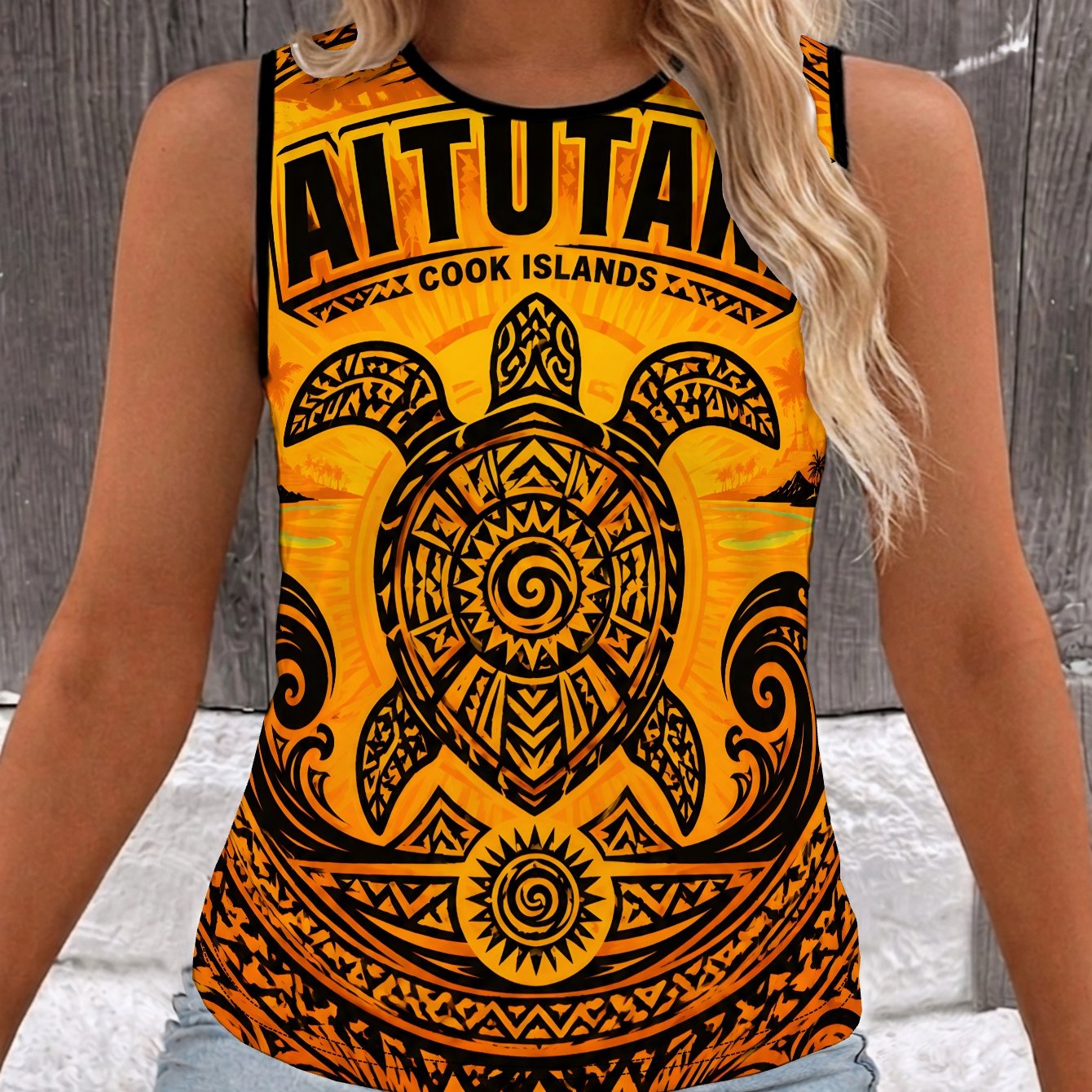TEMU Cook Islands Women' Crew Neck Elegant Tank Top, Suitable For Women Casual, Daily Wear, , Fashionable For Summer Beach, Vacation
