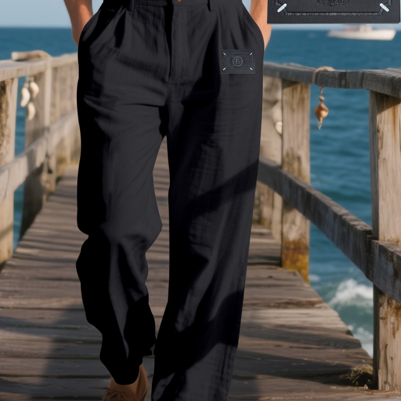 TEMU / Men's Gurkha Casual Loose Business Suit Trousers, With Hand-stitched Fabric Labels For A Stylish And Attractive Look.