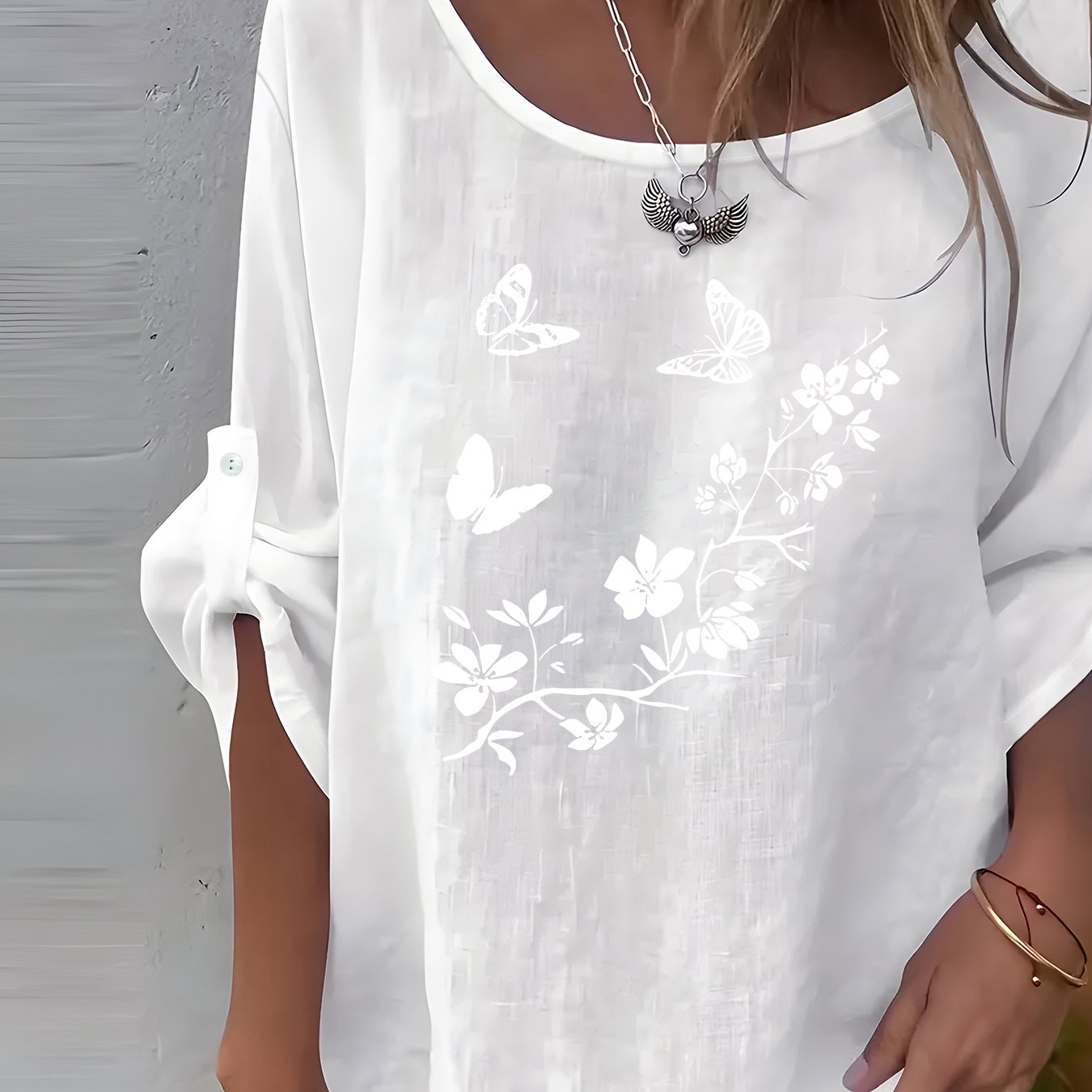 TEMU Western Easy Bohemian Floral Round Neck Long Sleeve Shirt, 1pc Women's Shirt, Elegant Party Wear, Women's Shirt, Spring Summer Autumn Winter
