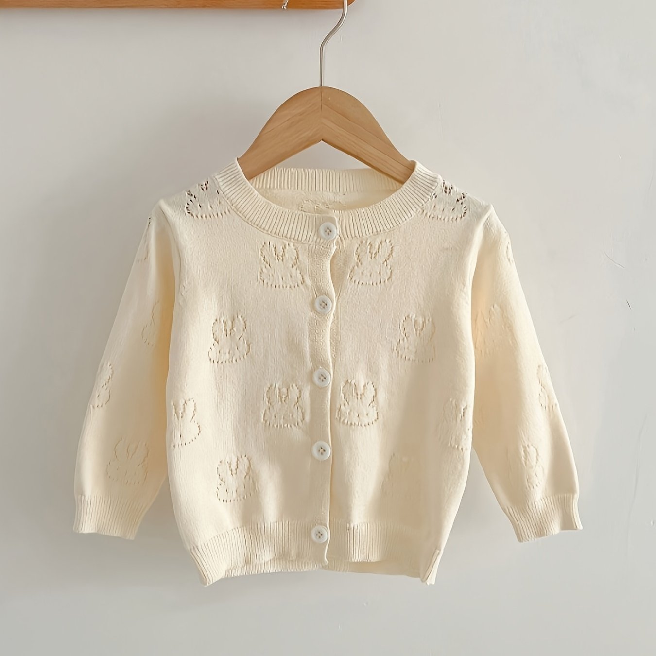 Summer Baby Boys And Girls Knitted Cardigan, Japanese And Korean Style, Rabbit, Long-sleeved -proof Air-conditioning Top, Jacket