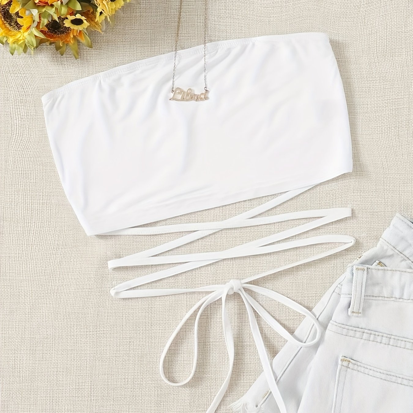 Fashion Solid Color Bandeau Top