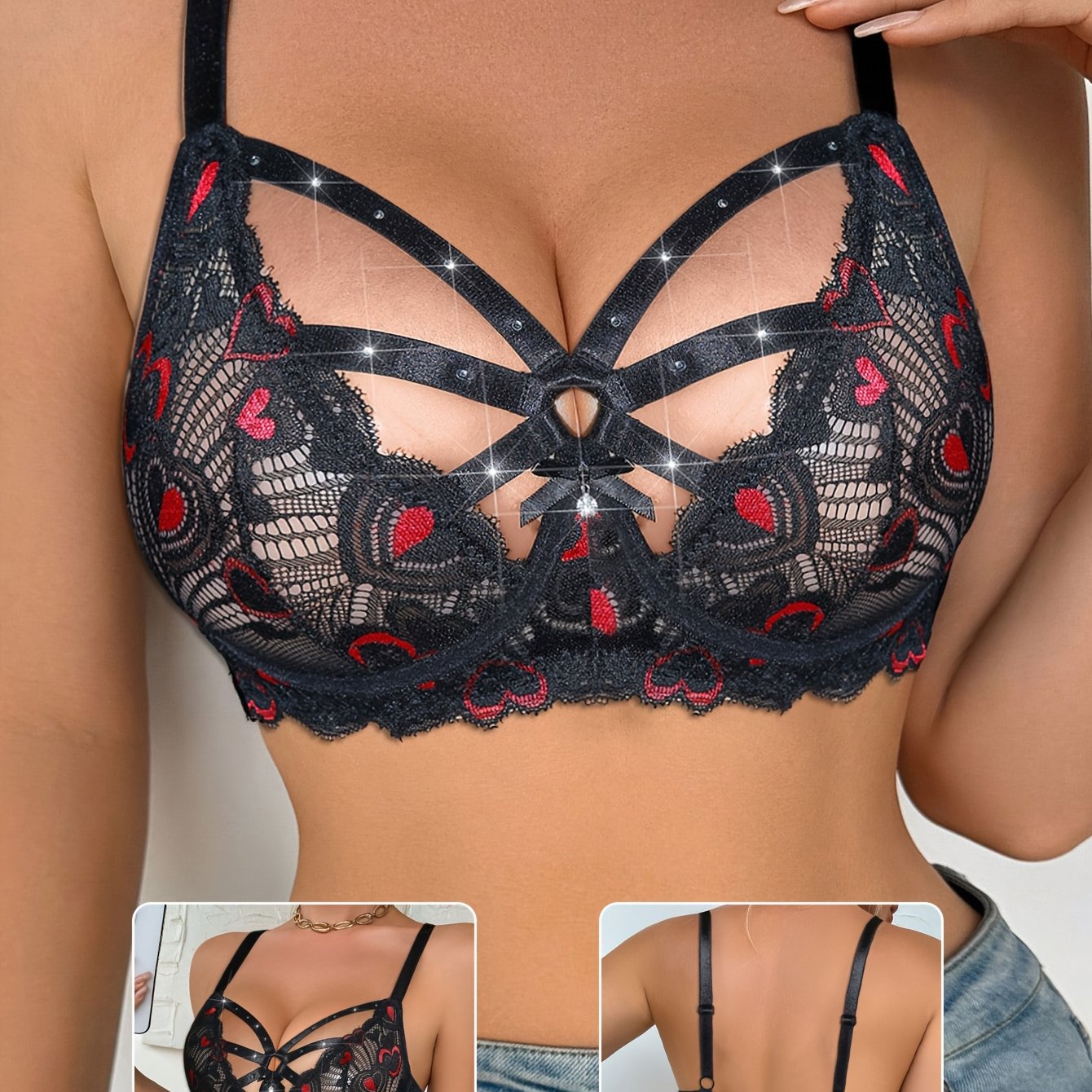 Women's Lace-trimmed Bra With Underwire, Semi-sheer, Casual And Comfortable, Thin Sport Bra With Backless Design And Adjustable Straps
