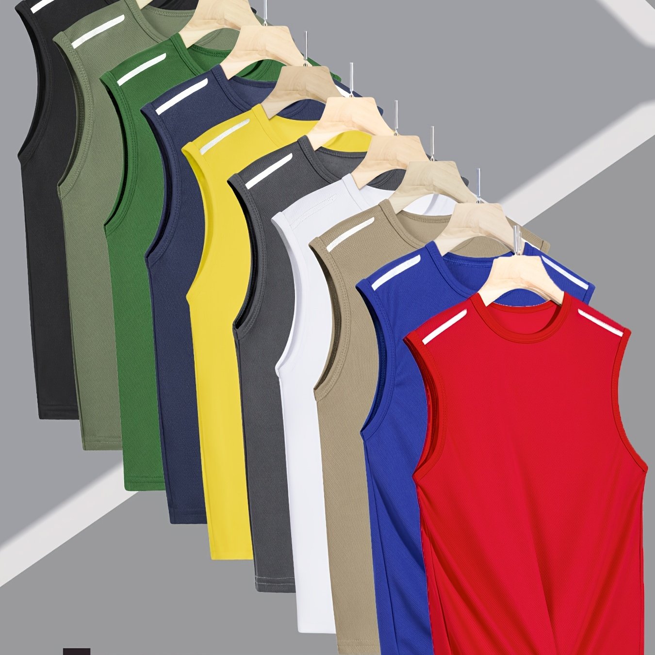 Random 7pcs Color Casual Sports Sleeveless Crew Neck T-shirts, Quick-dry Breathable Mesh Knit Fabric, Classic Versatile Top Suitable For Sportswear