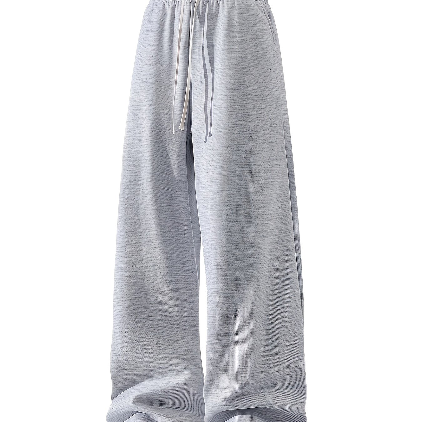 Men's Lightweight Drawstring Athletic Pants - Soft Knit, Straight Leg, Light Gray And Black/dark Gray, , With Side Pockets, Suitable For Fitness And Casual Wear, Jogger Lounge Style Pants