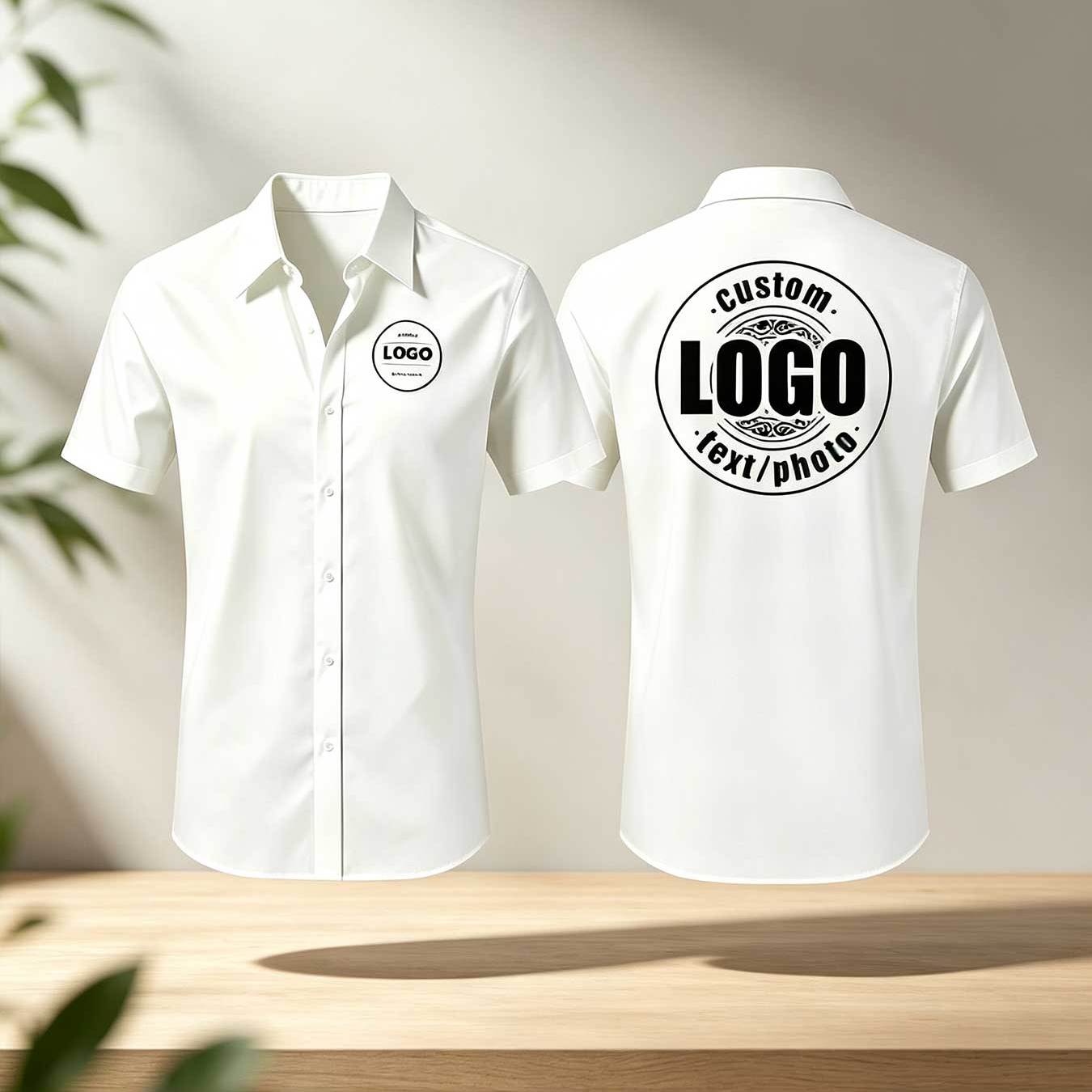 TEMU Custom Shirts; Add Your Own Photo/selfie, Casual Lapel Short-sleeve Style, -building Apparel, Workwear, Soft And Breathable Fabric