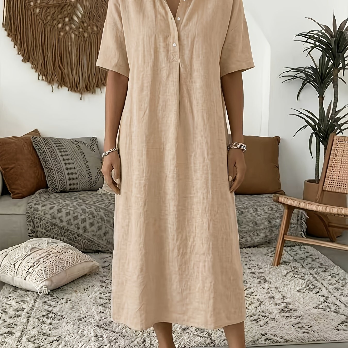 TEMU Women's Shirt Dress â Casual Short Sleeve Summer Commuter Dress