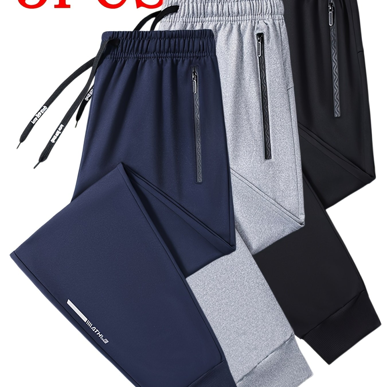 TEMU 3pcs, Men's Pants Sports Casual, Stretch Loose, Premium, Zipper Leg Pants, Outdoor, Gifts, Men's Sweatpants,, Sweatpants Men, Joggers For Men,
