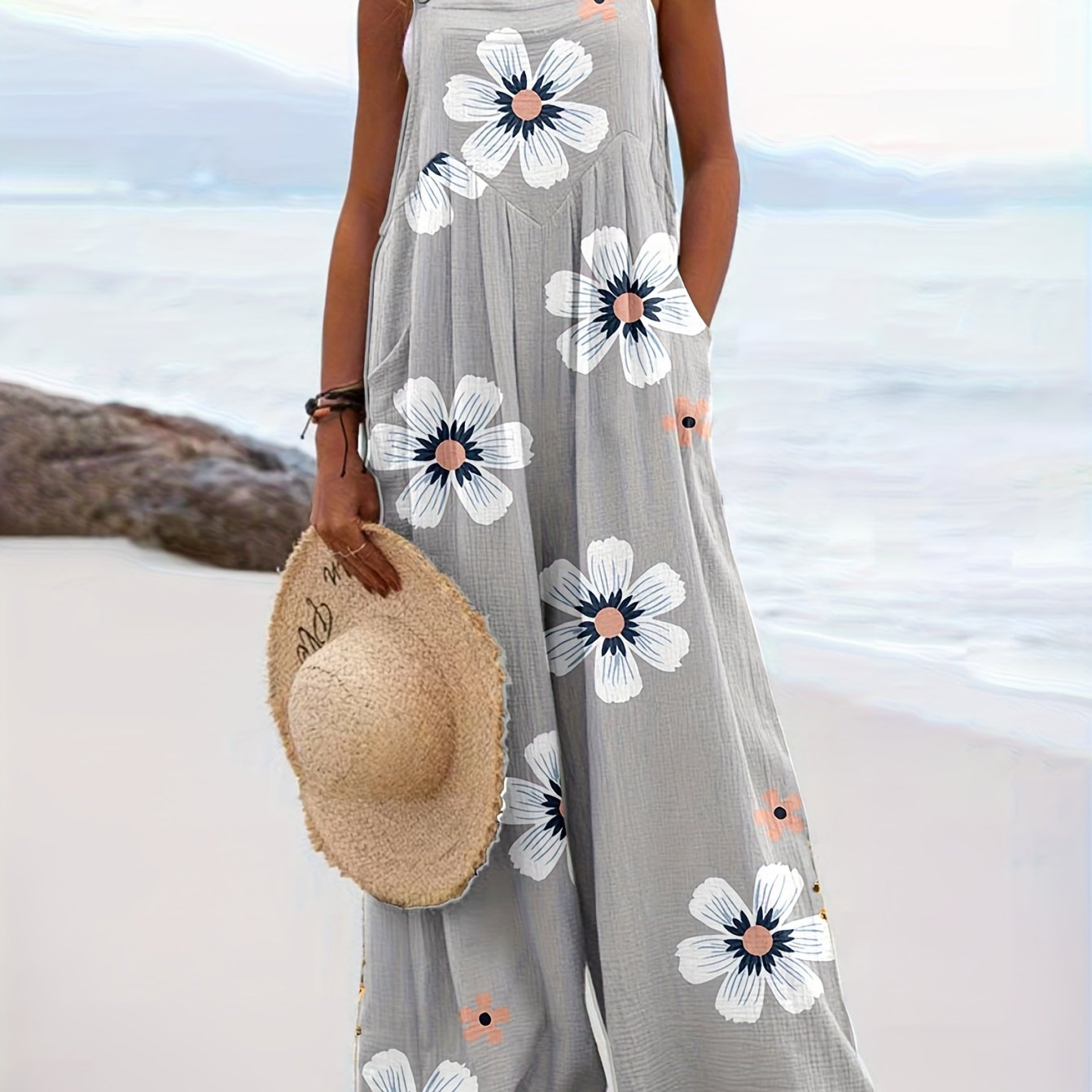 Vacation Casual Printed Long Jumpsuit Overalls
