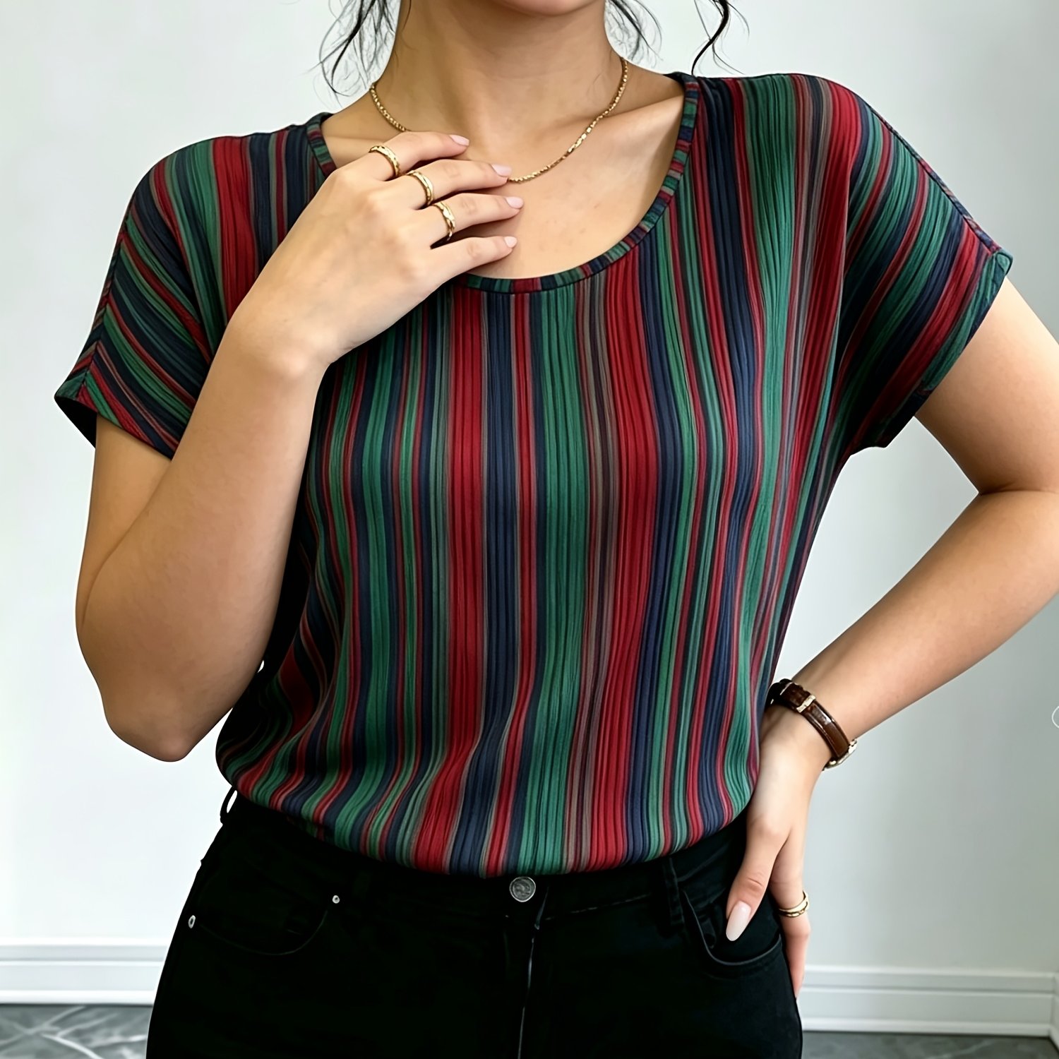 TEMU Women's Casual Printed Short Sleeve Top