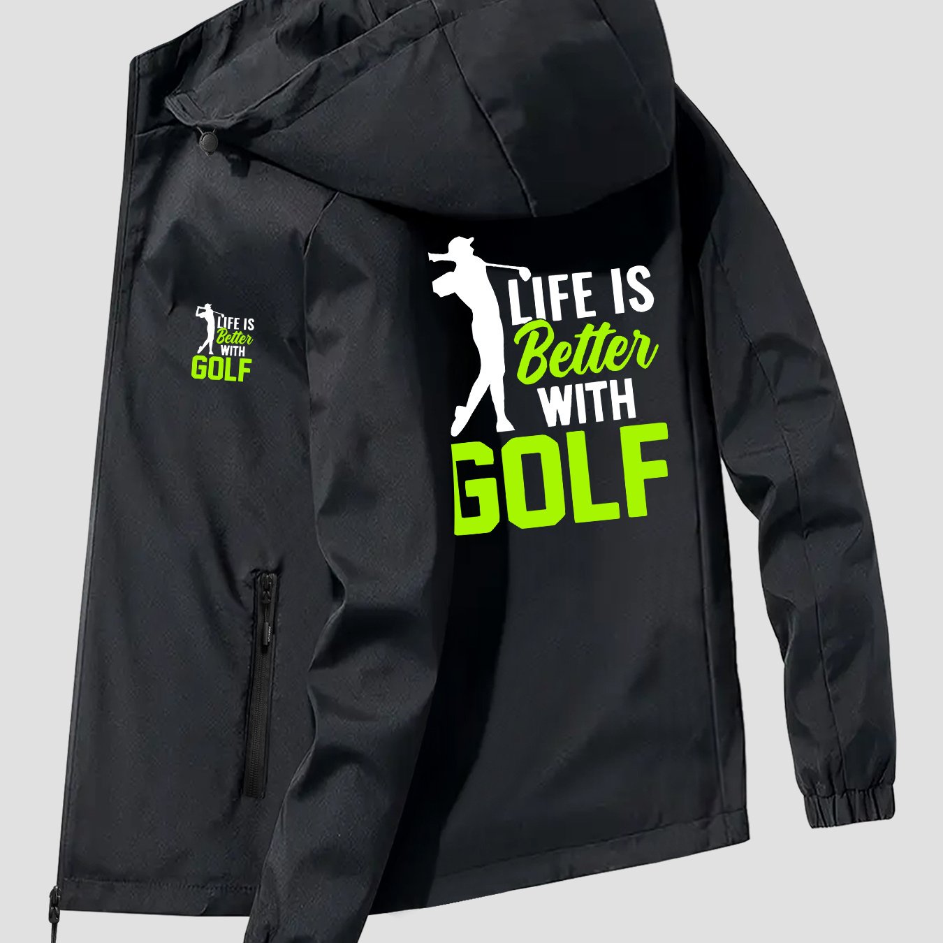 TEMU Golf Pattern Print Jacket, New Style Windbreaker For Men And Women, Windproof And Breathable Outdoor Climbing Attire For Couples, Suitable For