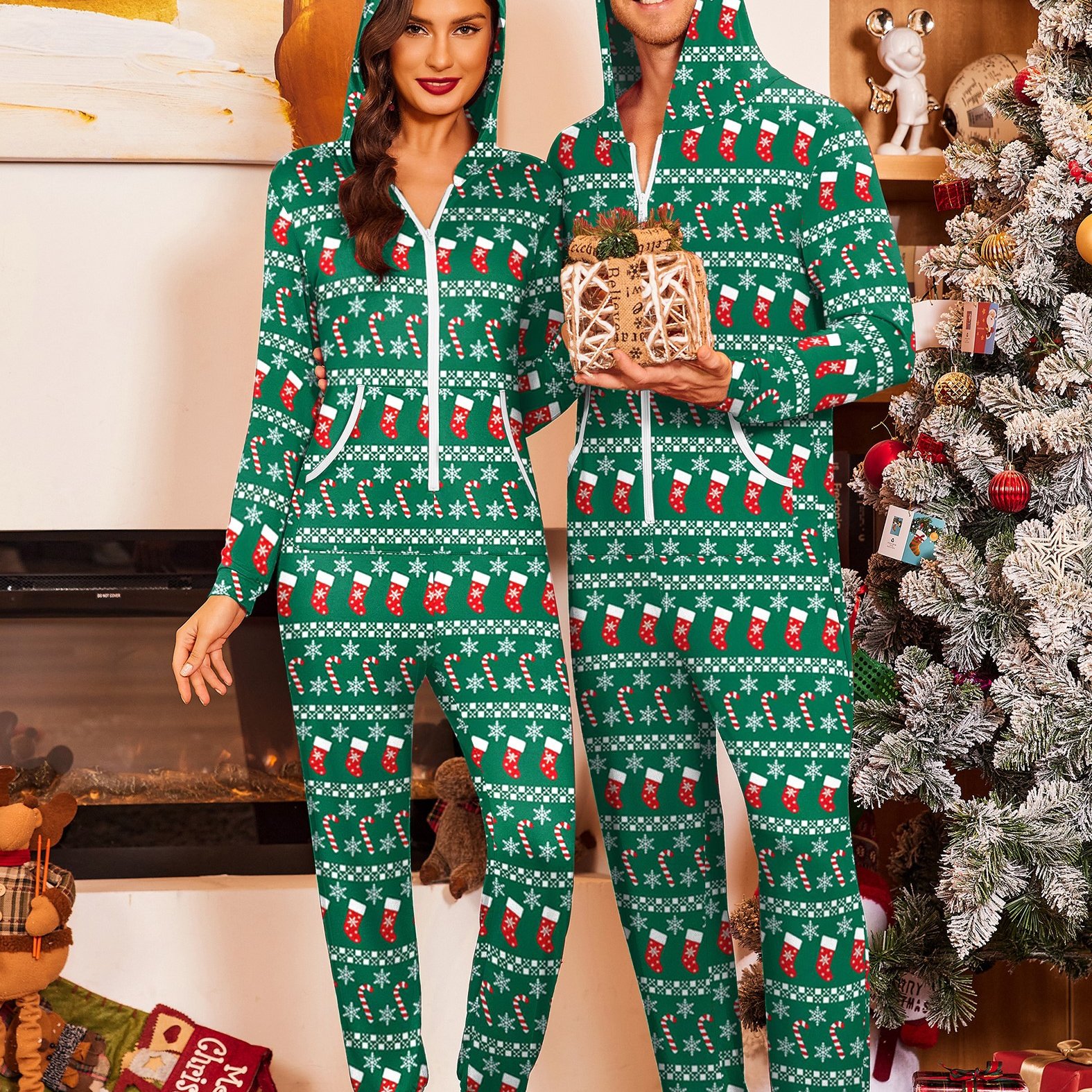 Generisch Jumpsuit voor heren, onesie, Kerstmis, zacht, flanel