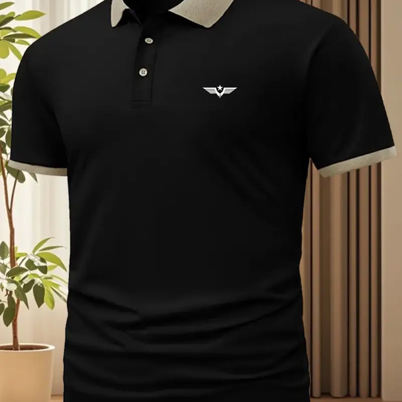 E-shop LMH144-2602 Unikates Musterdruck, Elegantes Herren Sommer Kurzarm Golfshirt, Bequemes Business Casual Polo für Tennis Training