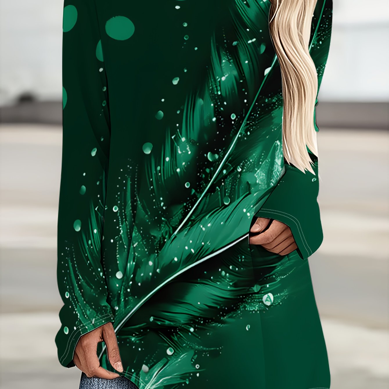 TEMU Printed Design - Not Textured Women's Spring/autumn New Plus Size Fashion Pattern Oversized Round Neck Long Sleeve T-shirt, Loose A-line
