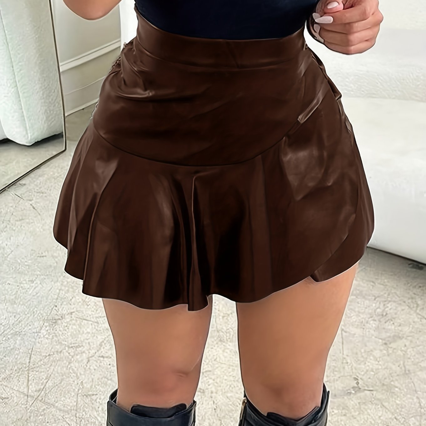 TEMU Vestido Mini A-Line ASD1 Estilo Carnaval Hot con Cremallera Oculta Frontal y Volantes, Vestido Ajustado Lindo para Verano, Ropa Casual de Ocio y