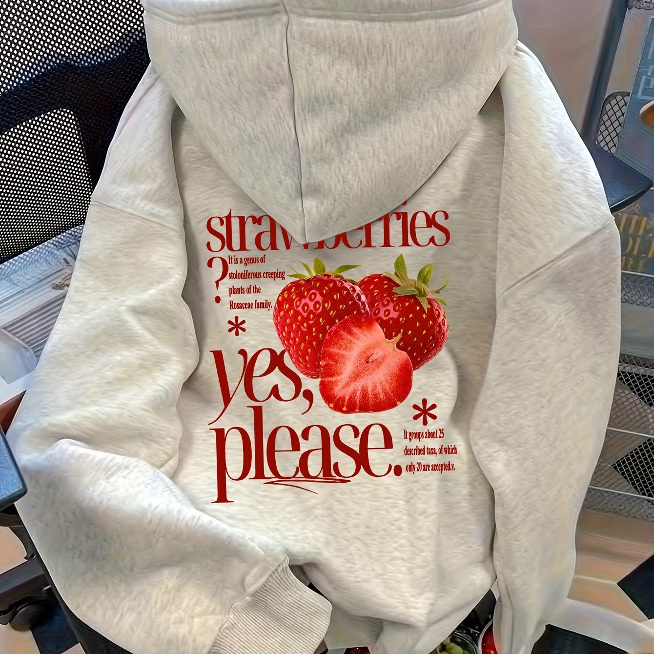 TEMU D92 - Women's Hooded Sweatshirt, Trendy Creative Strawberry Pattern Print, Beautiful Fashionable Loose-fit Autumn/winter New Versatile Casual