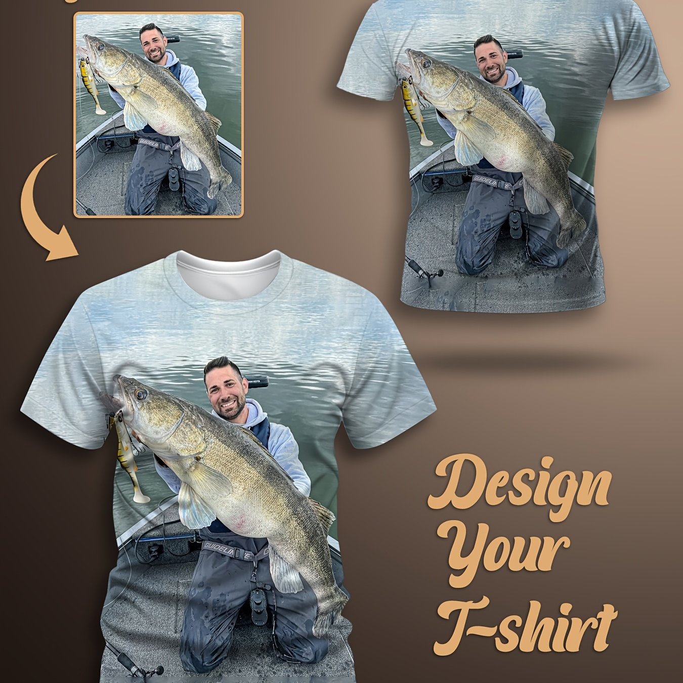 TEMU Men' & Women' Custom T-shirt With 3d Printing Suitable For Fishing Commemorative Shirts, Corporate Uniforms, Advertising Apparel - Quick-- Crew