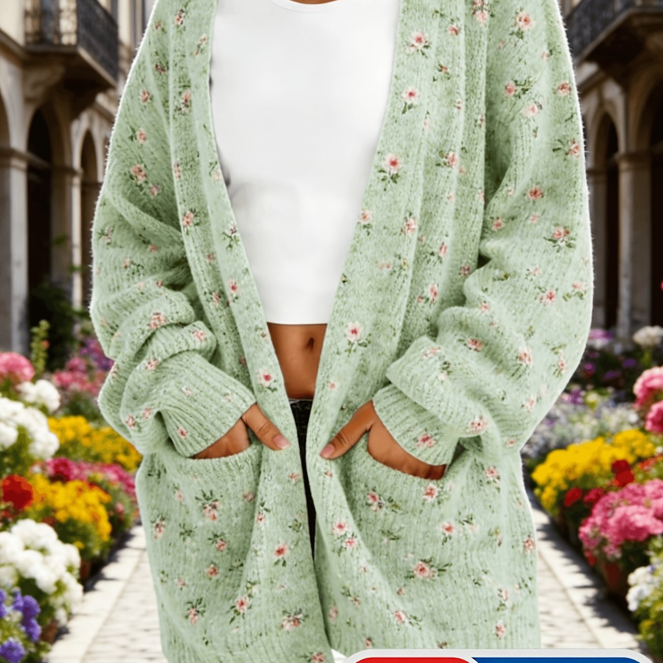 TEMU Women's Lightweight Open Front Cardigan, 2d Flat Pattern Not Textured Soft Loose-fit Sweater For Summer To Fall, Autumn Essential Long Sleeve