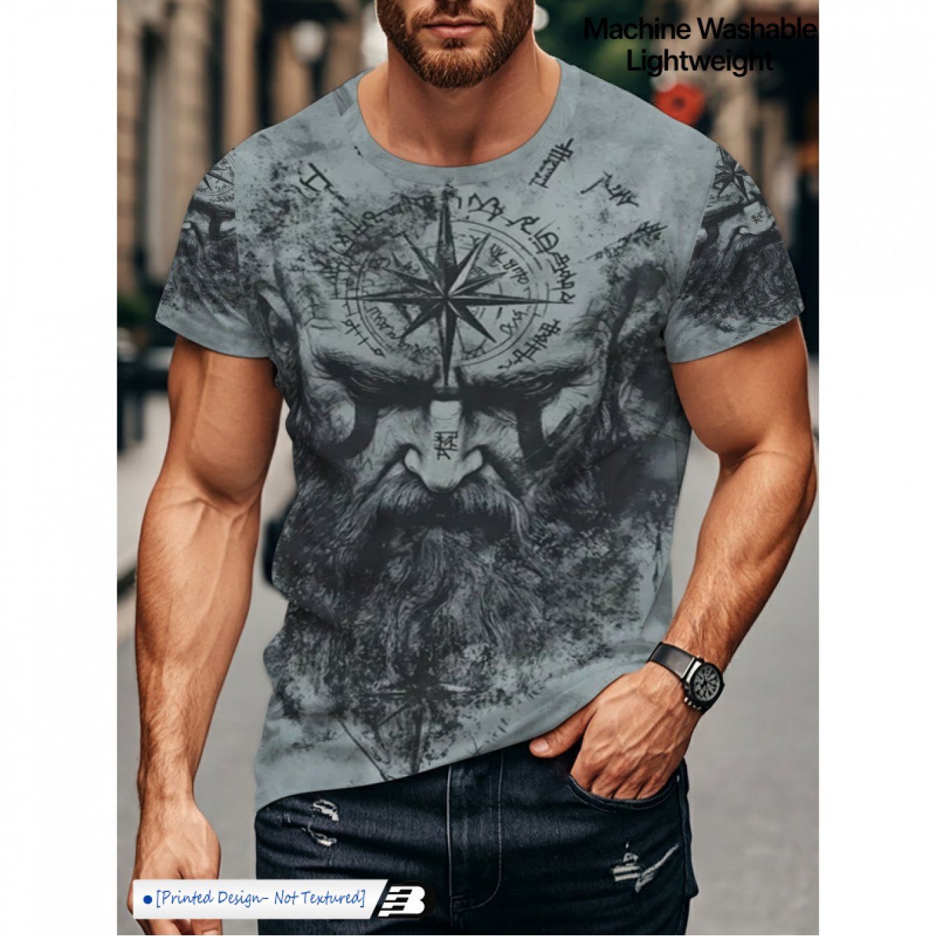TEMU Men's T-shirt, Suitable For Outdoor Activities And Casual Wear, Lightweight, Comfortable, And Breathable [printed Design - Not Textured]