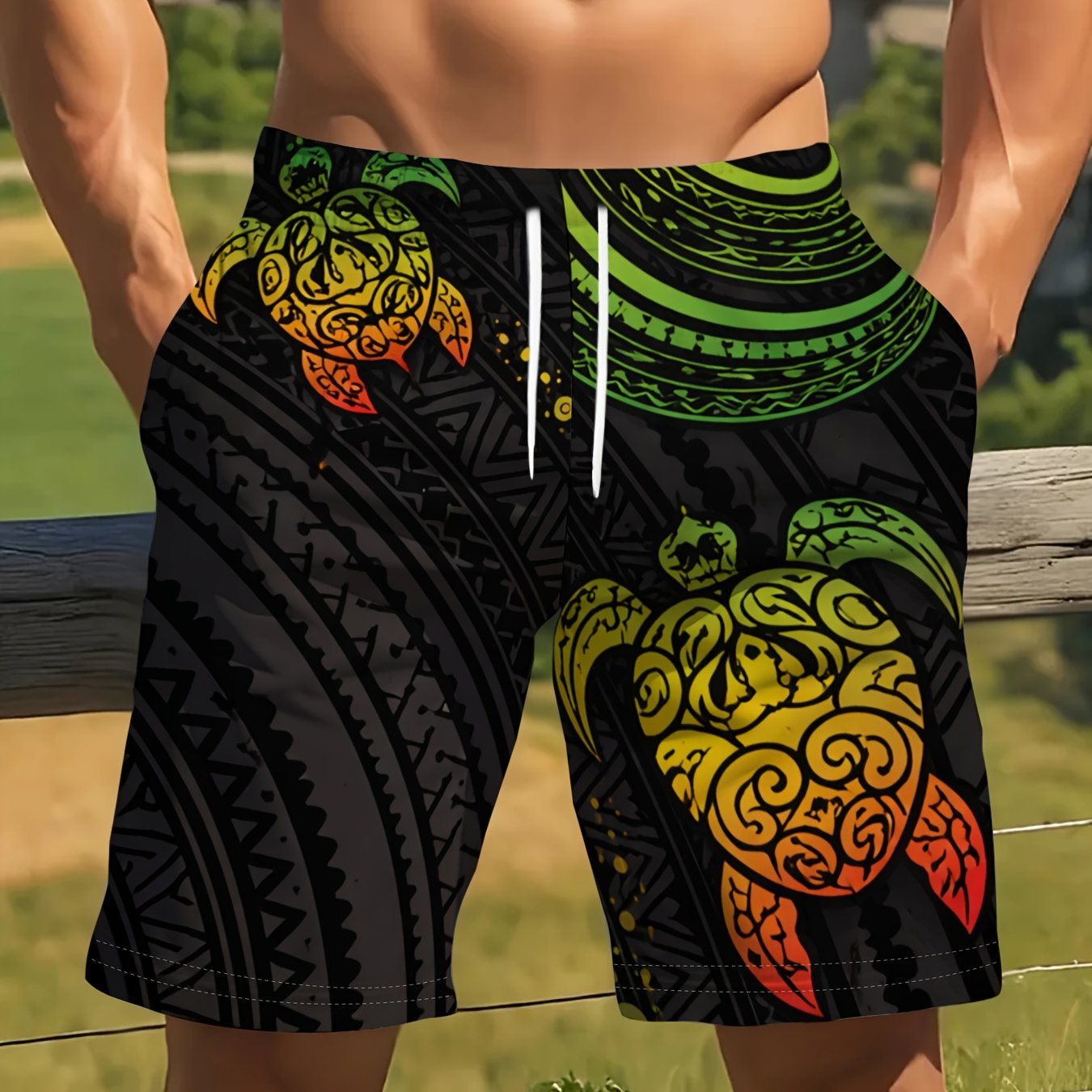 TEMU Shorts tendance pour hommes, mode été, imprimé aléatoire, pantalon de sport décontracté, lavage à ou