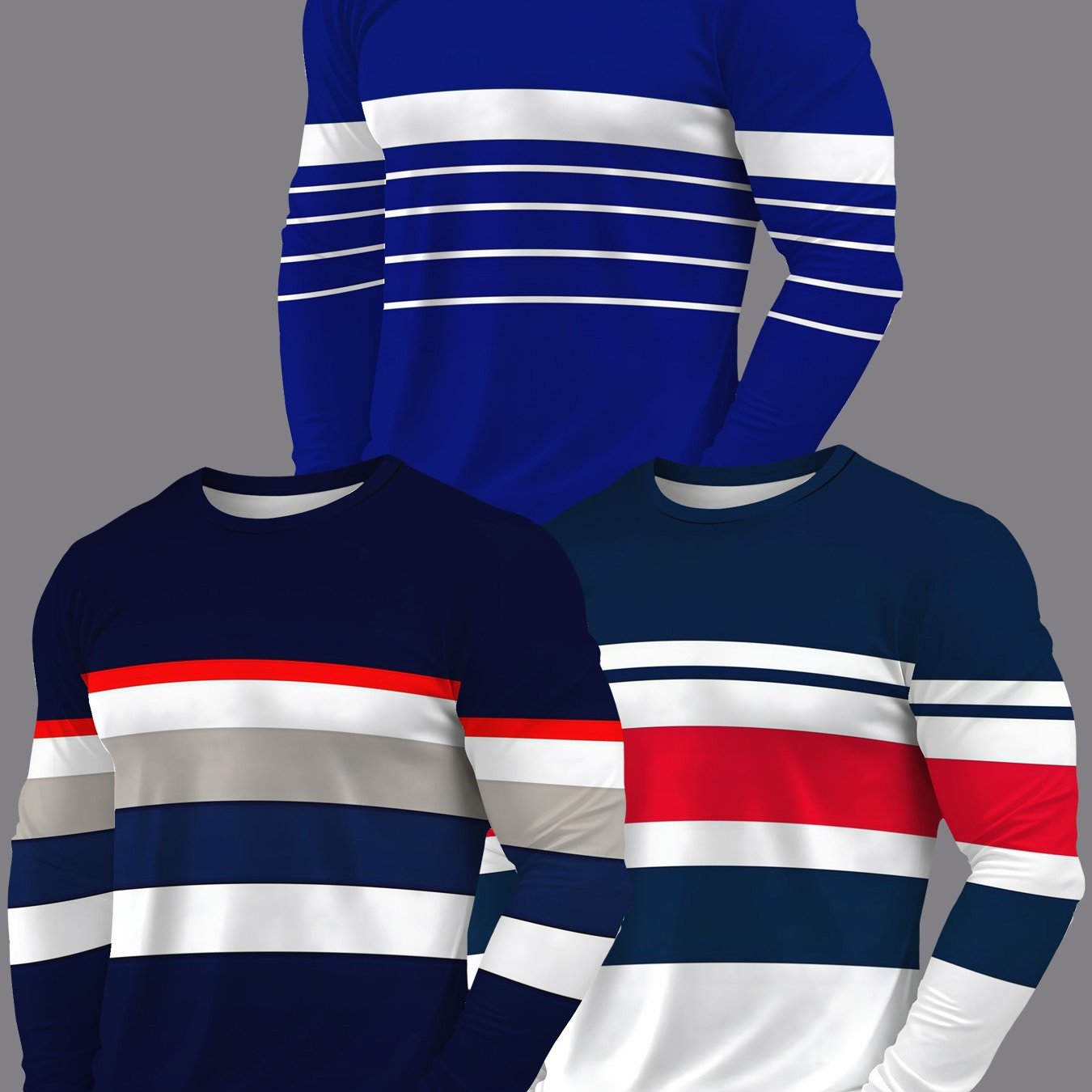 TEMU 3pcs Men's Casual Long Sleeve T-shirt Set, Round Neck Long Sleeve T-shirt, Suitable For Casual Wear, Modern Casual Clothing