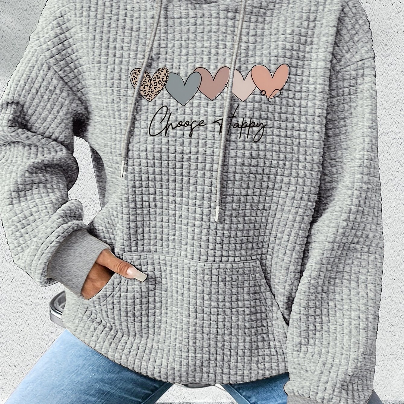 Graphic Print Hoodie, Drawstring Casual Hooded Sweatshirt For Fall And Spring, Women's Clothing