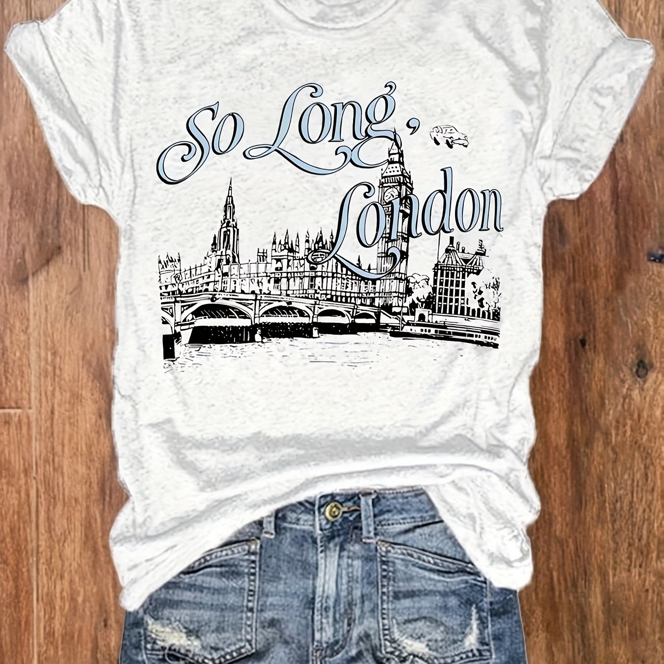TEMU T-shirt à Imprimé Graphique, Haut Décontracté à Manches Courtes et Col Ras du Cou pour l'Été et , Vêtements pour Femme