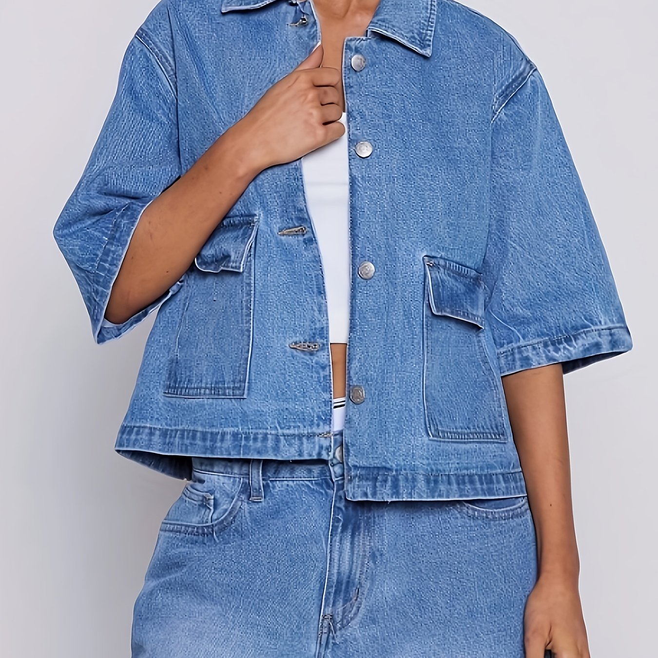 Spring Summer Denim Cardigan 3/4 Sleeve Short Jacket #easy Versatile Style